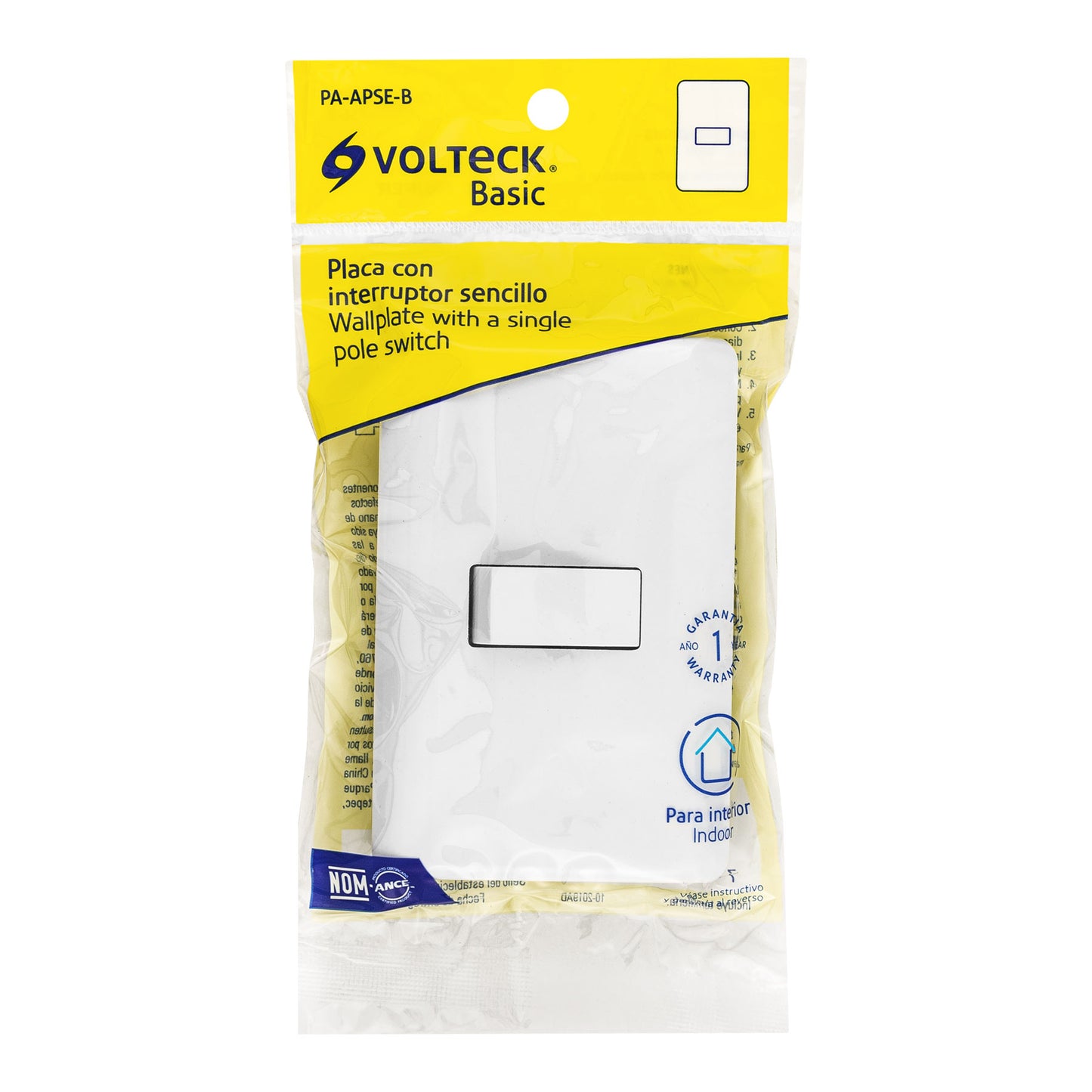 Placa armada con 1 interruptor sencillo, Volteck Basic | PA-APSE-B | 25078