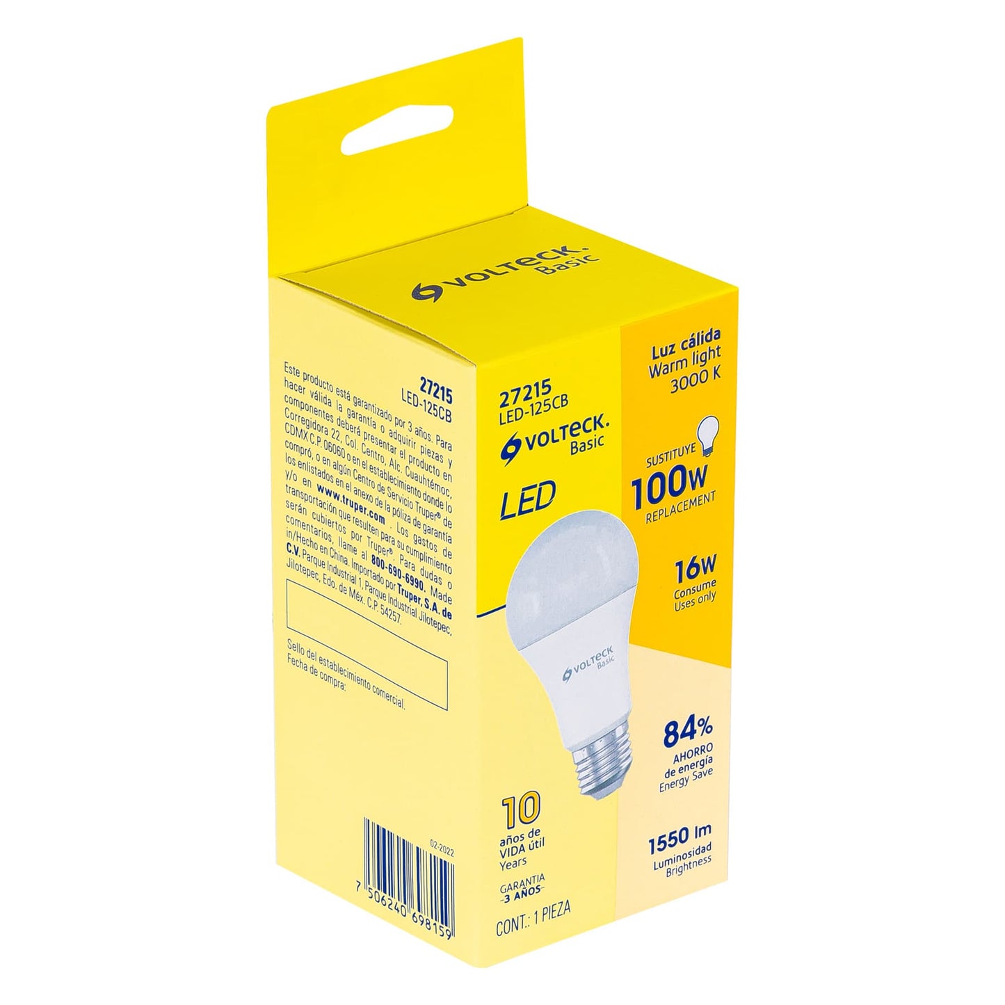 Lámpara LED A22 16 W (equiv. 100 W), luz cálida, caja, Basic | LED-125CB | 27215