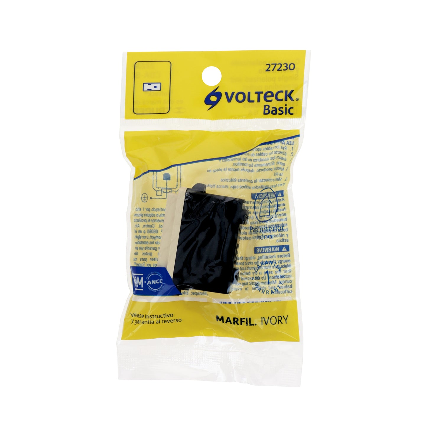 Contacto 2 polos + tierra, marfil, línea Volteck Basic | COA-BI | 27230