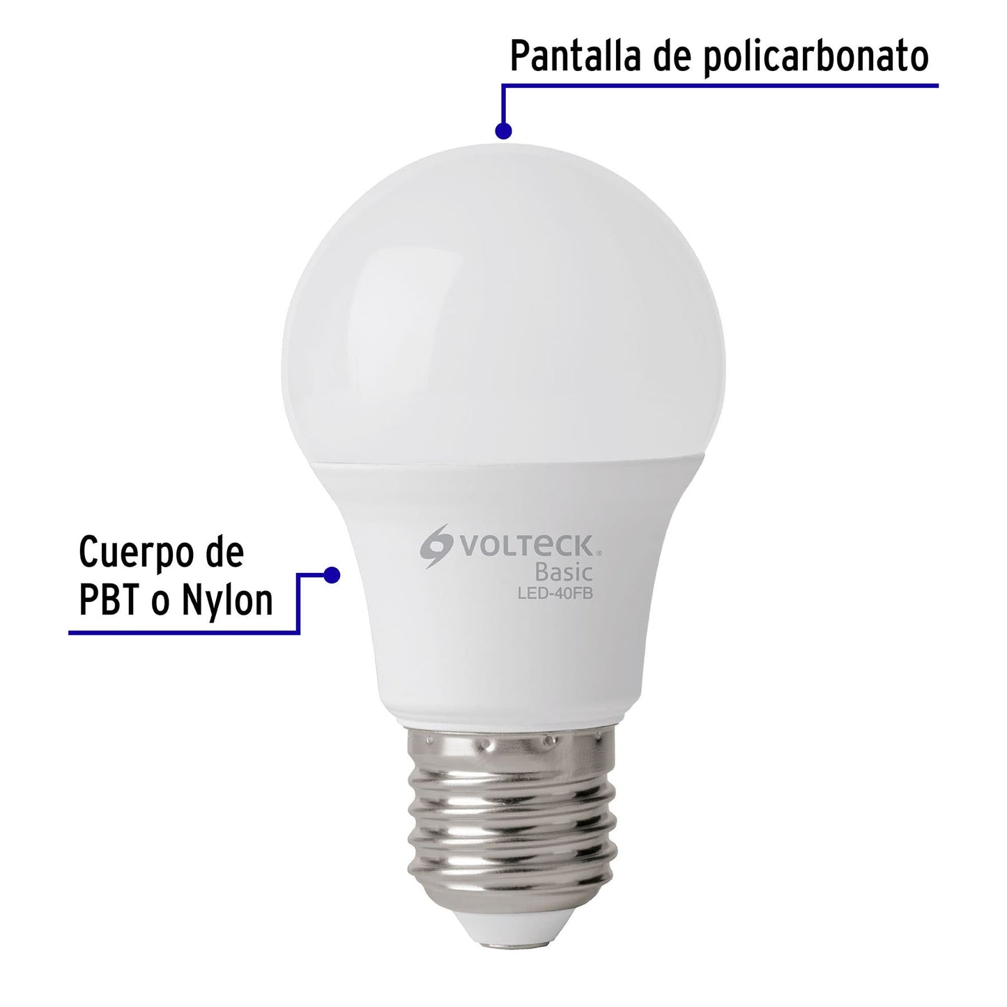 Pack de 4 lámparas LED A19 6 W (equiv. 40 W), luz de día | LED-40FBX4 | 28004