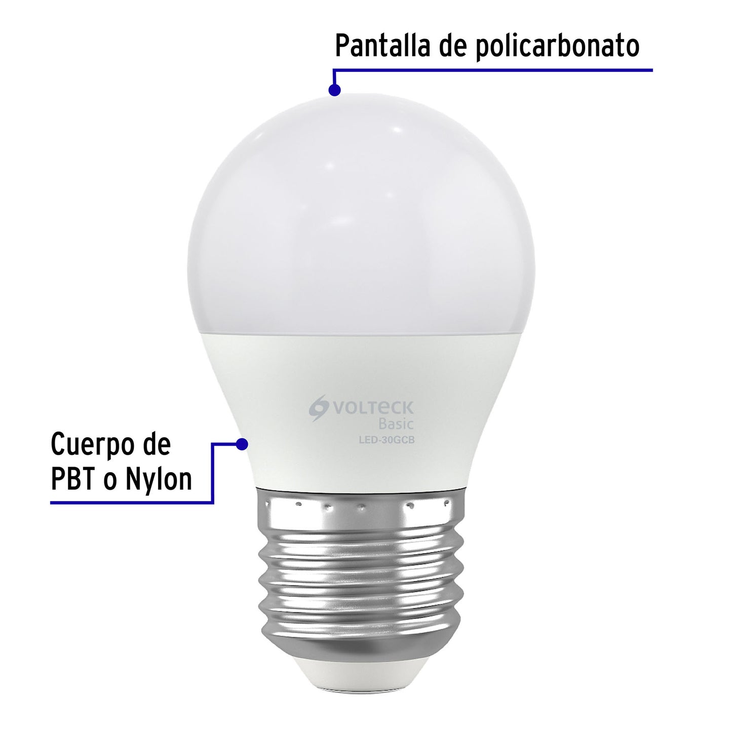 Lámpara LED G45 3 W (equiv. 25 W), luz cálida, caja, Basic | LED-30GCB | 28058