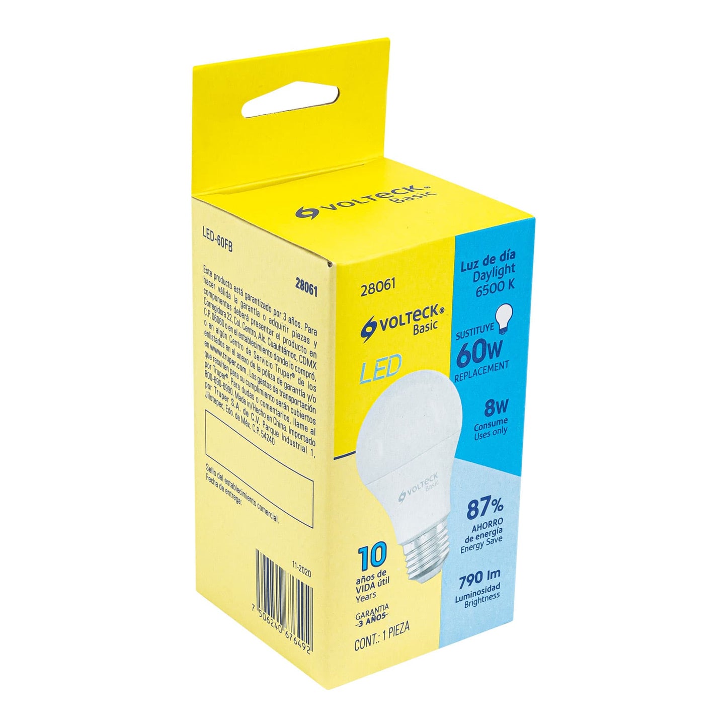 Lámpara LED A19 8 W (equiv. 60 W), luz de día, caja, Basic | LED-60FB | 28061