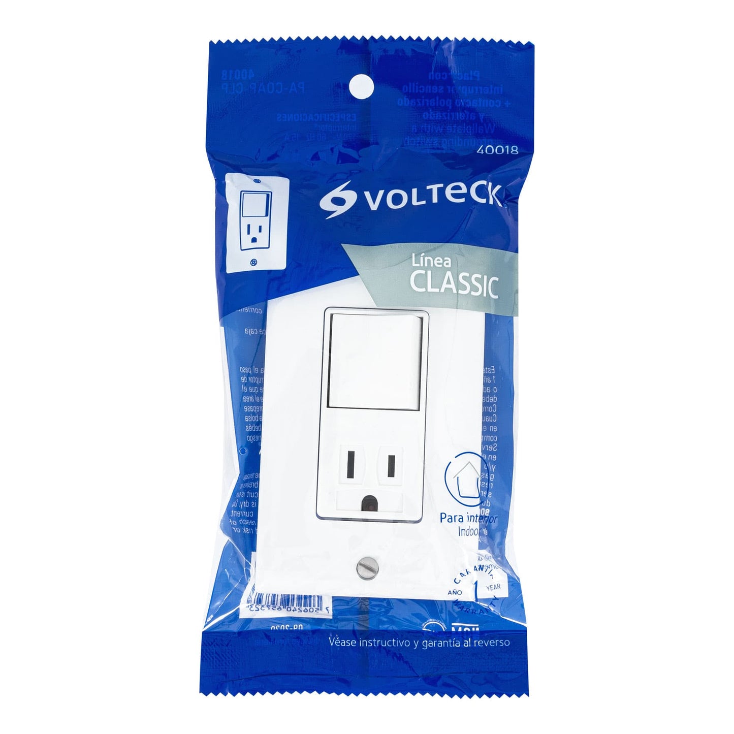 Placa armada contacto e interruptor Classic, Volteck | PA-COAP-CLP | 40018