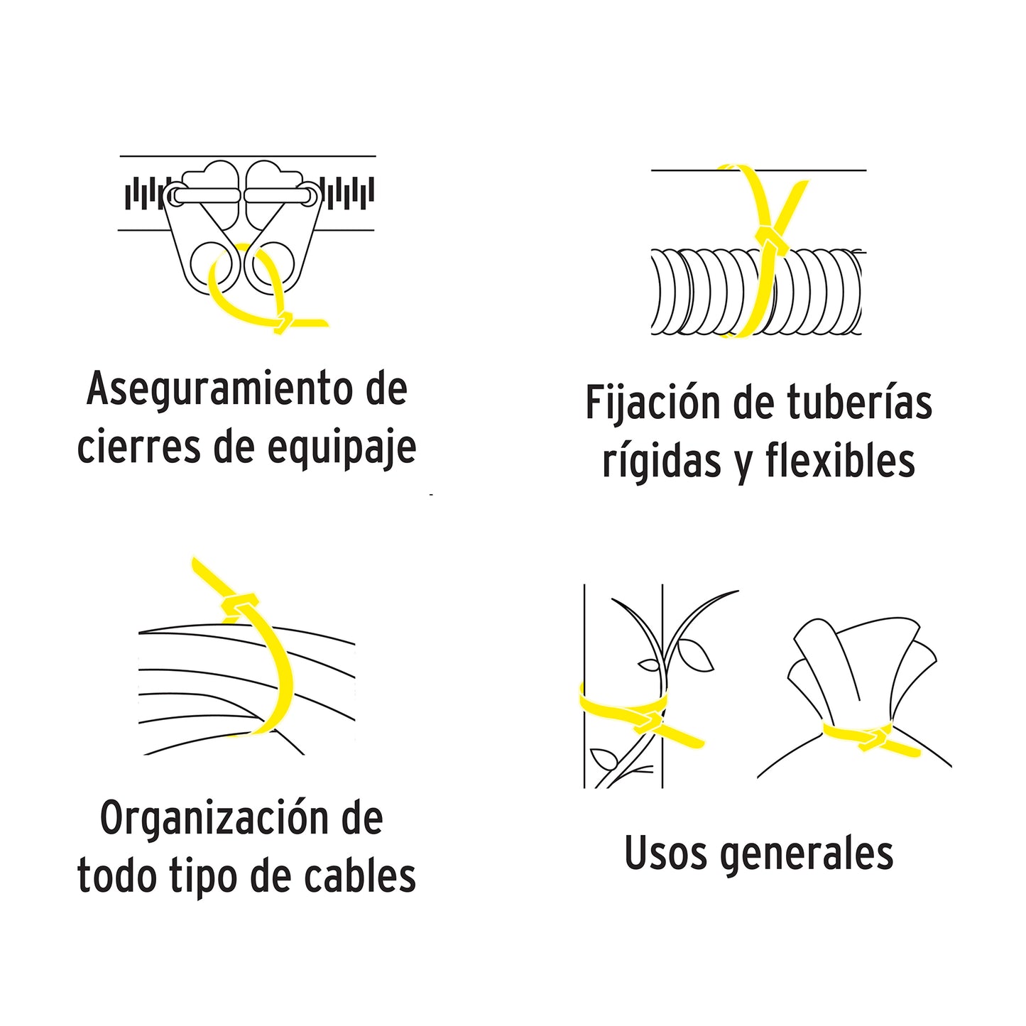 Bolsa con 50 cinchos plásticos 40 lb, 150x3.5 mm, amarillos | CIN-4015A | 41018