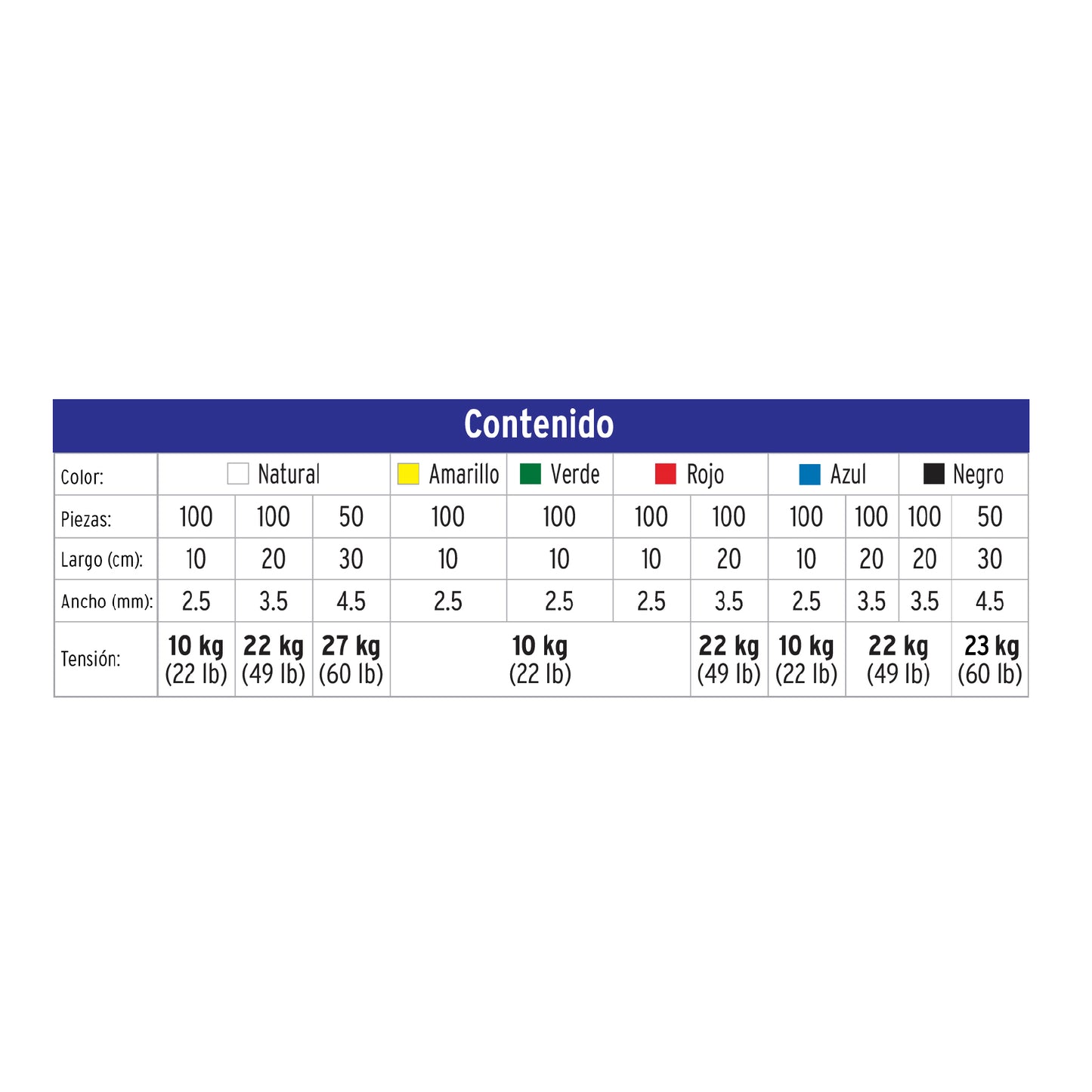 Bote con 1000 cinchos plásticos en colores surtidos, Volteck | BCIN-1000C | 44017