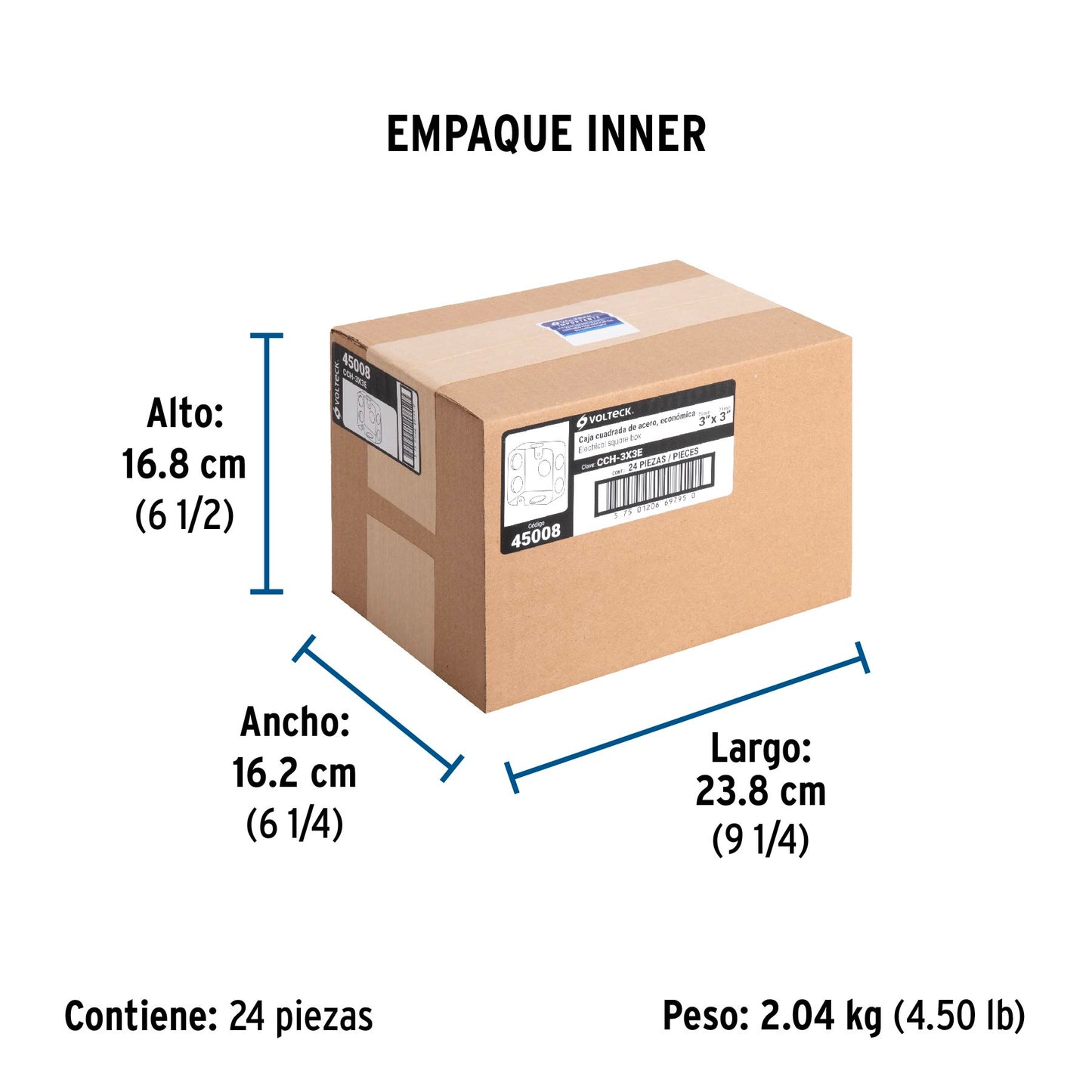 Caja cuadrada 3' x 3' económica, Volteck | CCH-3X3E | 45008