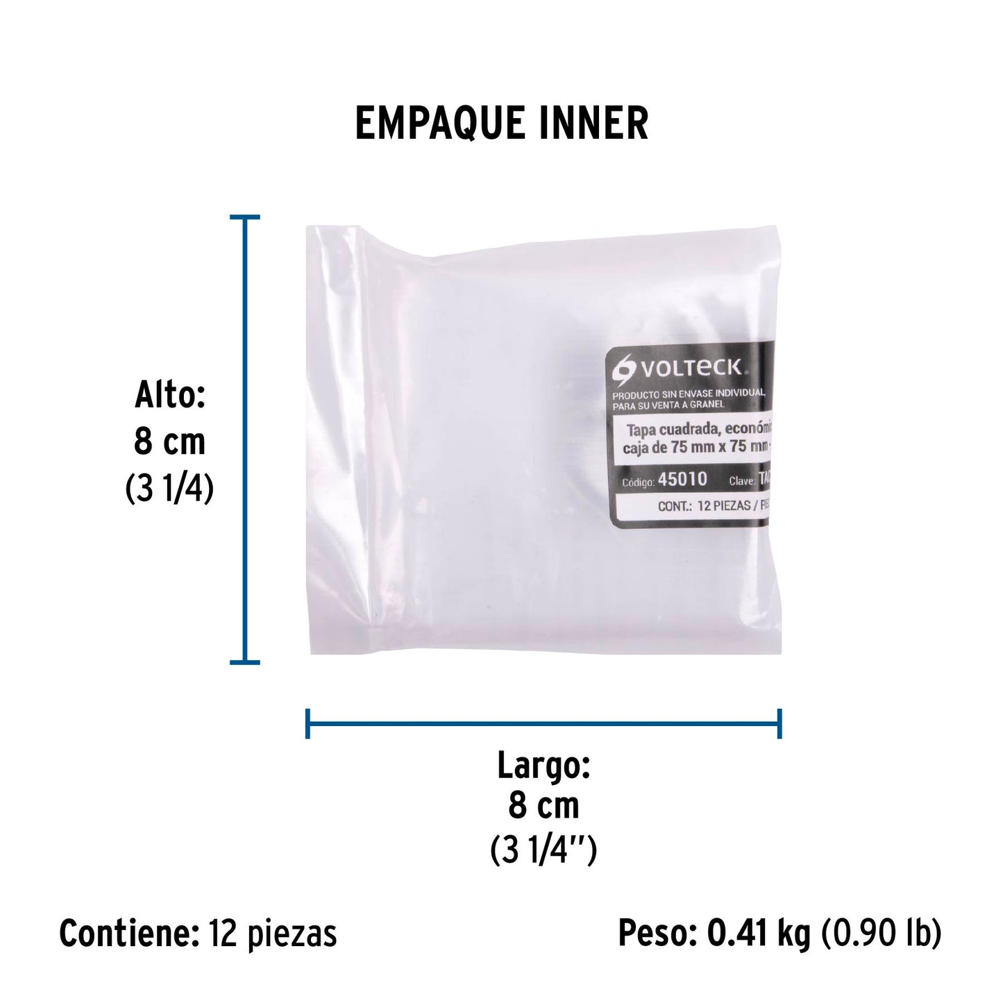 Tapa de 3' x 3' para caja cuadrada económica, Volteck | TACH-3X3 | 45010