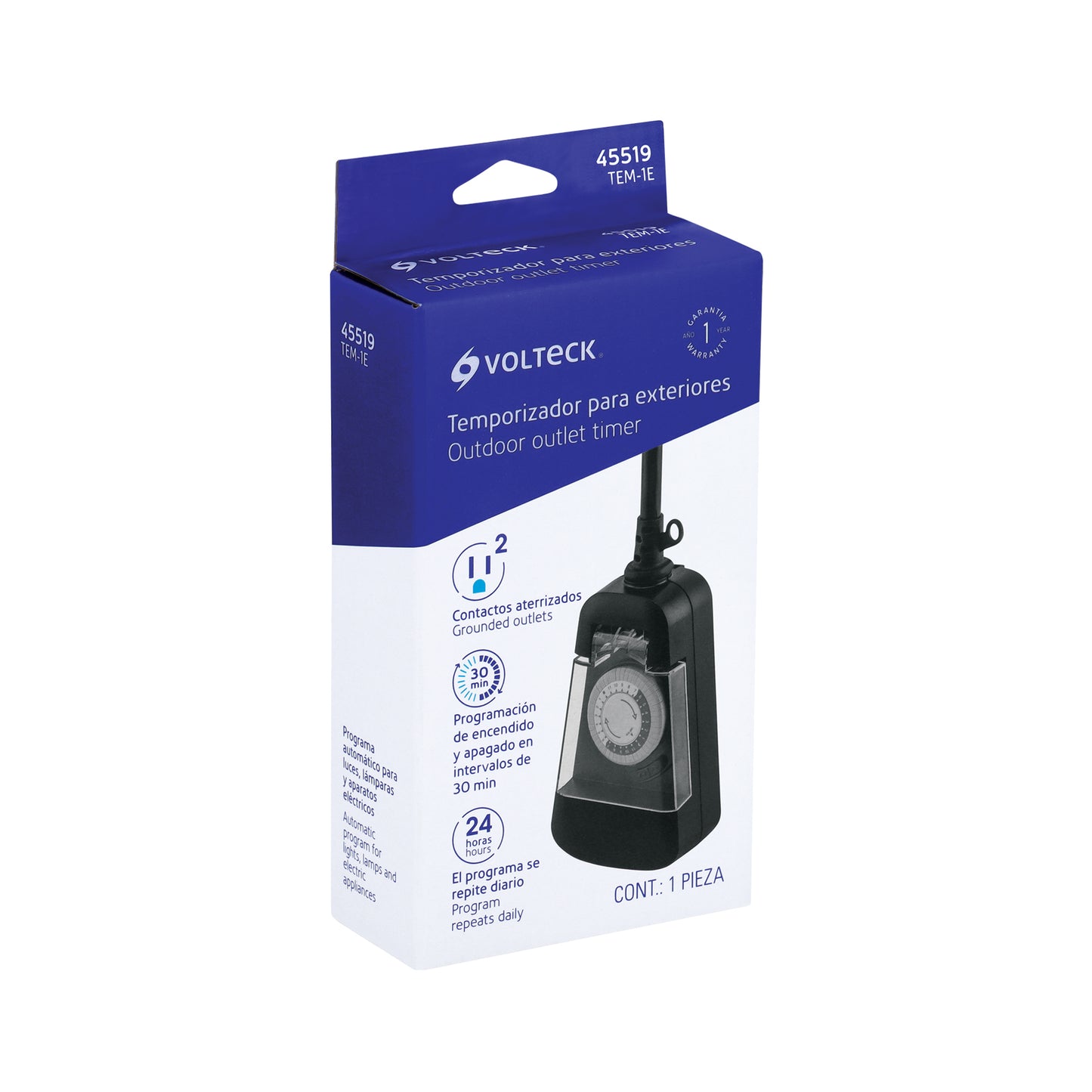 Temporizador analógico para uso en exteriores, Volteck | TEM-1E | 45519