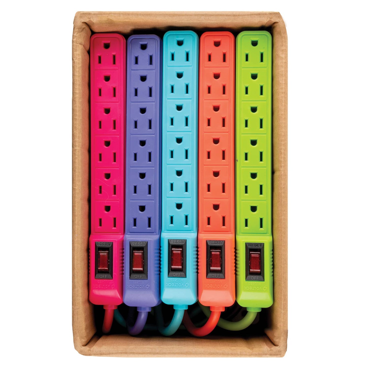 Multicontacto 16 AWG doméstico 6 entradas, colores a granel | MUL-6EG | 46021