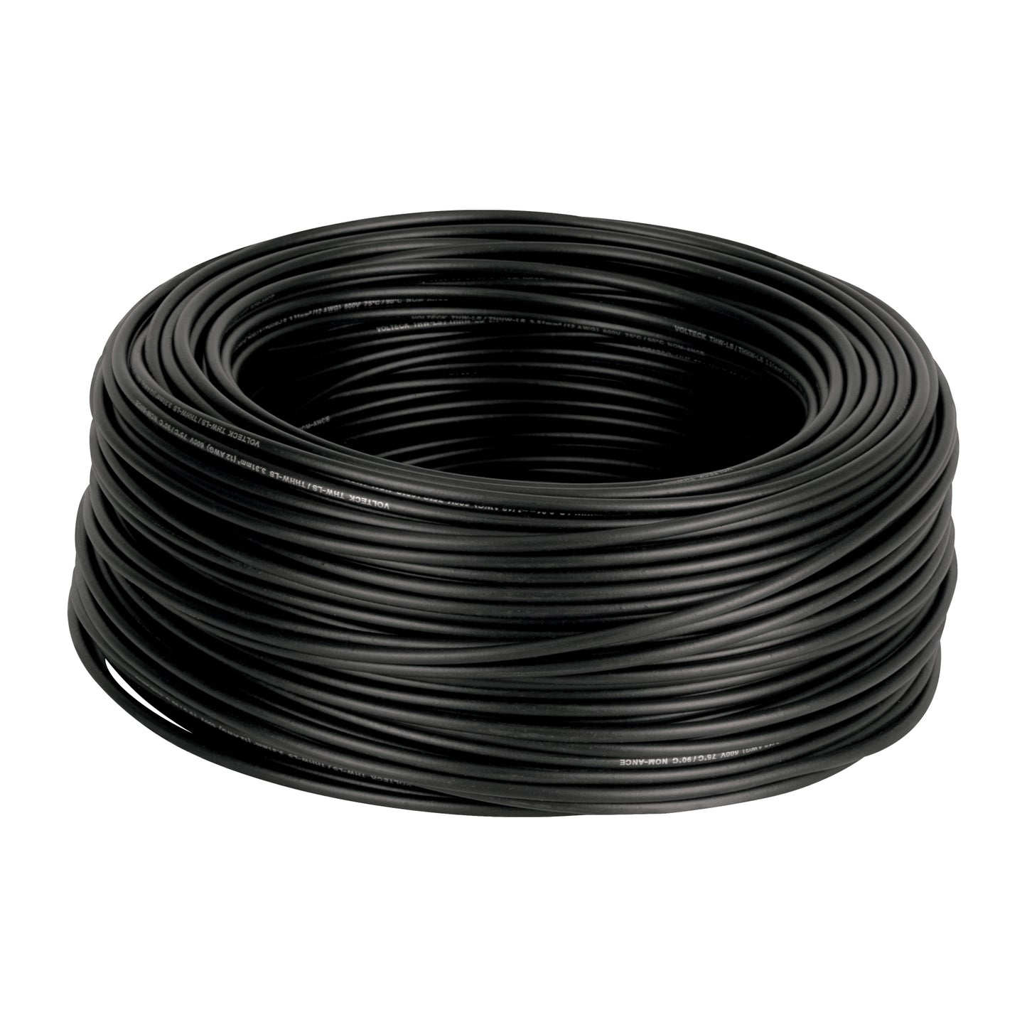 Rollo de 100 m de cable THHW-LS 12 AWG negro, Volteck | CAB-12N | 46052
