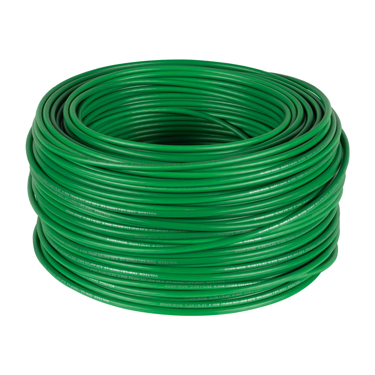 Rollo de 100 m de cable THHW-LS 10 AWG verde, Volteck | CAB-10V | 46063