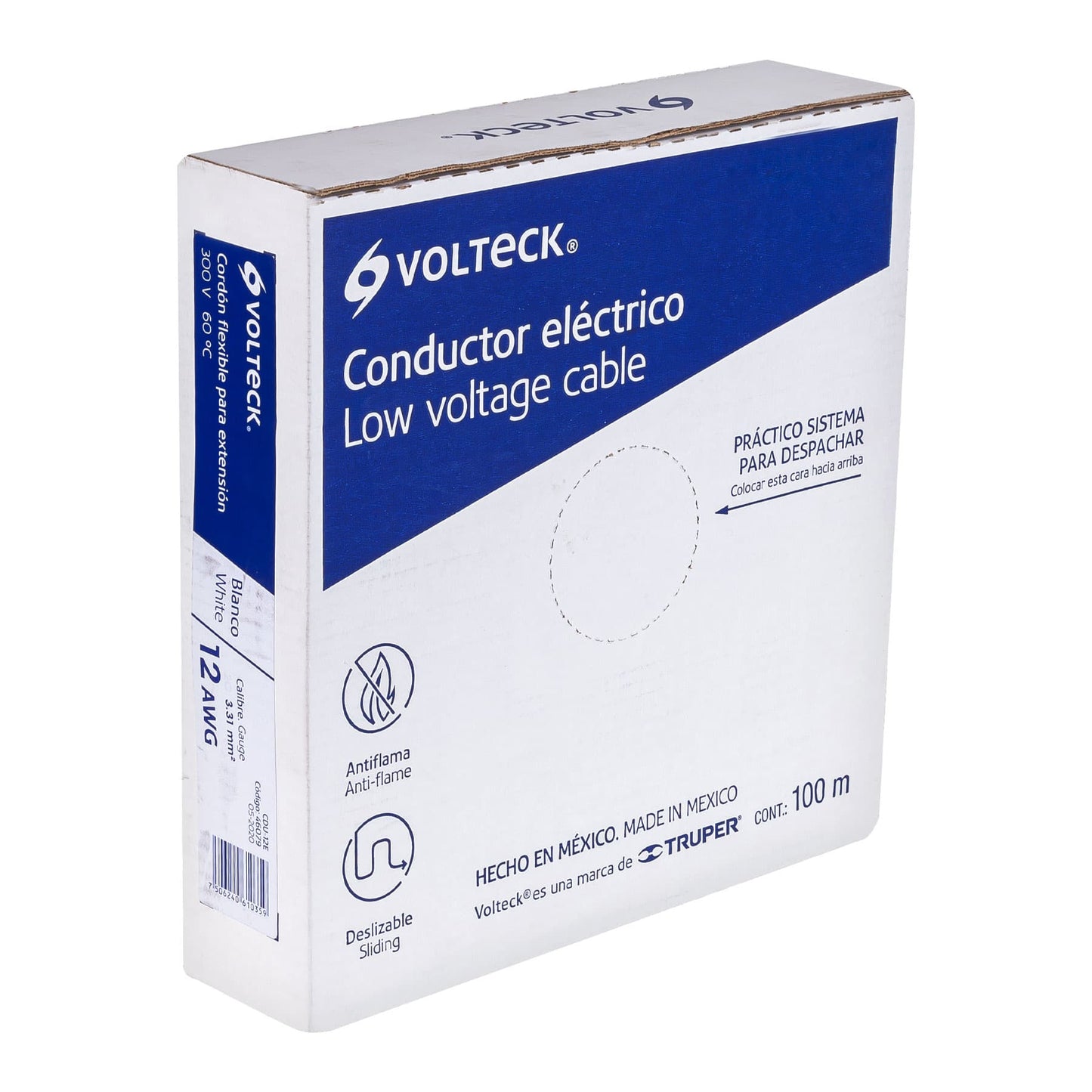 Rollo de 100 m cordón dúplex 12 AWG, Volteck | CDU-12E | 46079