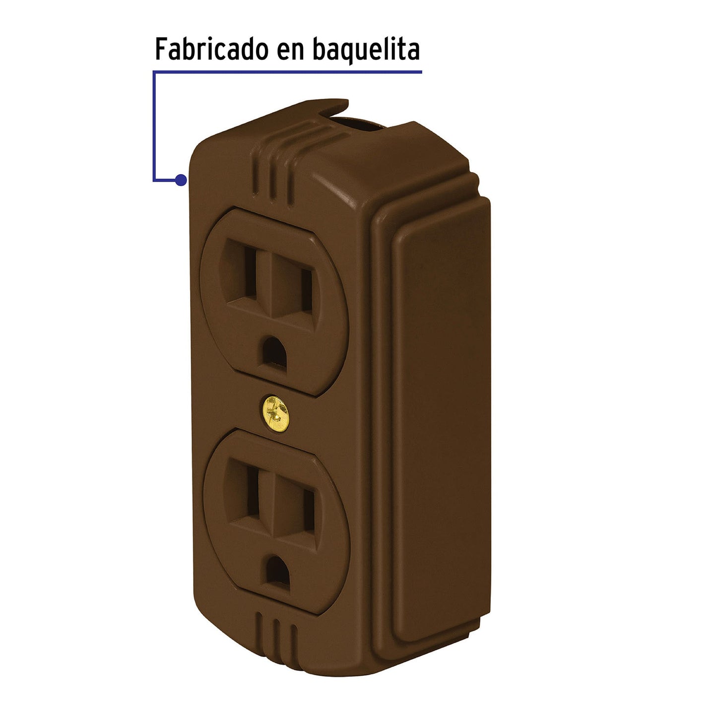 Contacto de sobreponer dúplex 2 polos+ tierra, café, Volteck | COSO-DA-C | 46115