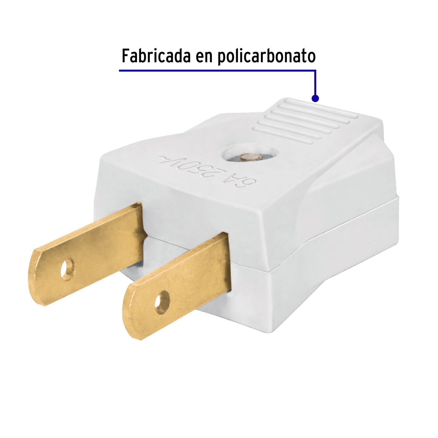2 Clavijas no polarizadas planas de policarbonato, Volteck | CL-PL | 46209
