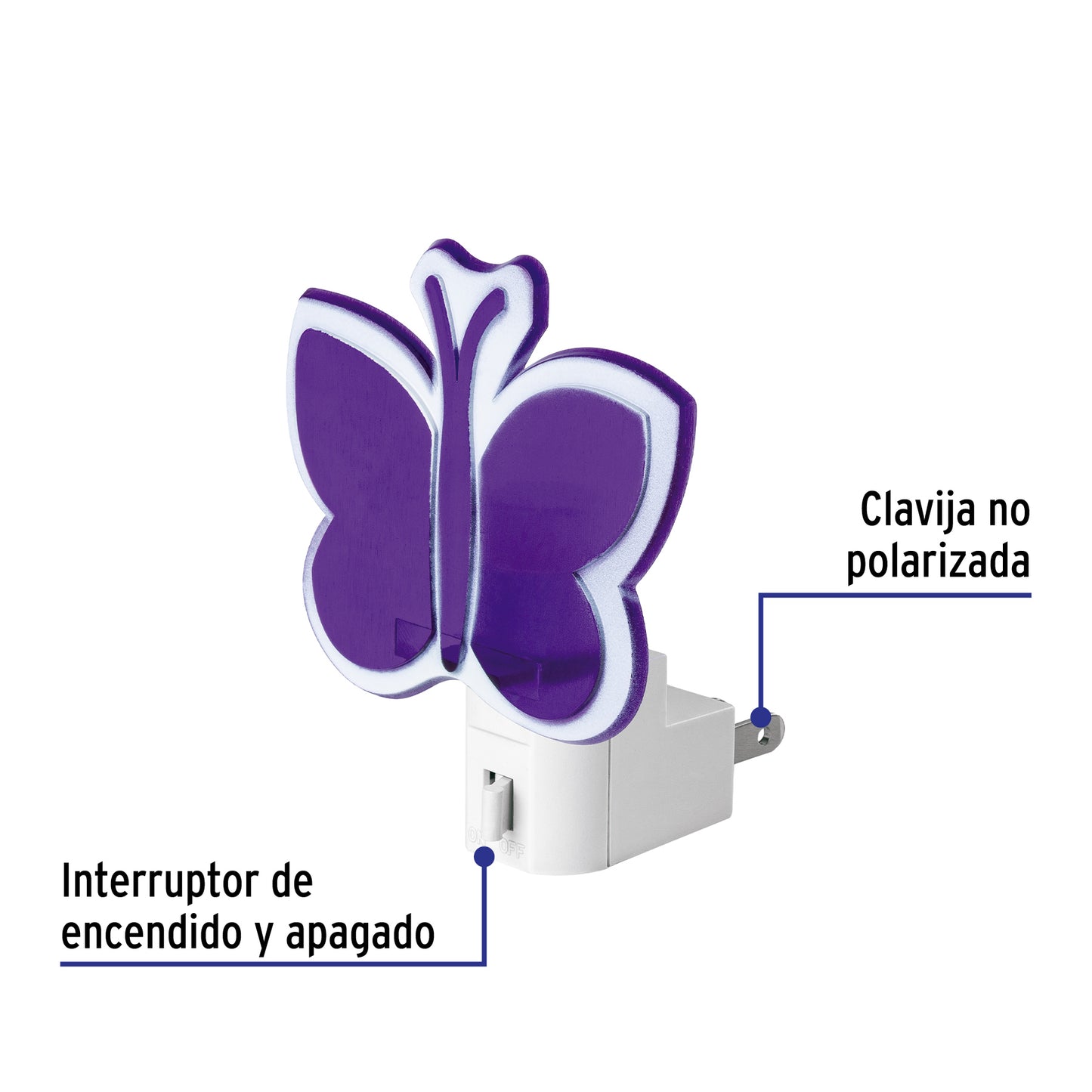 Luz de noche con lámpara E12, mariposa, Volteck | LUZ-12 | 46293