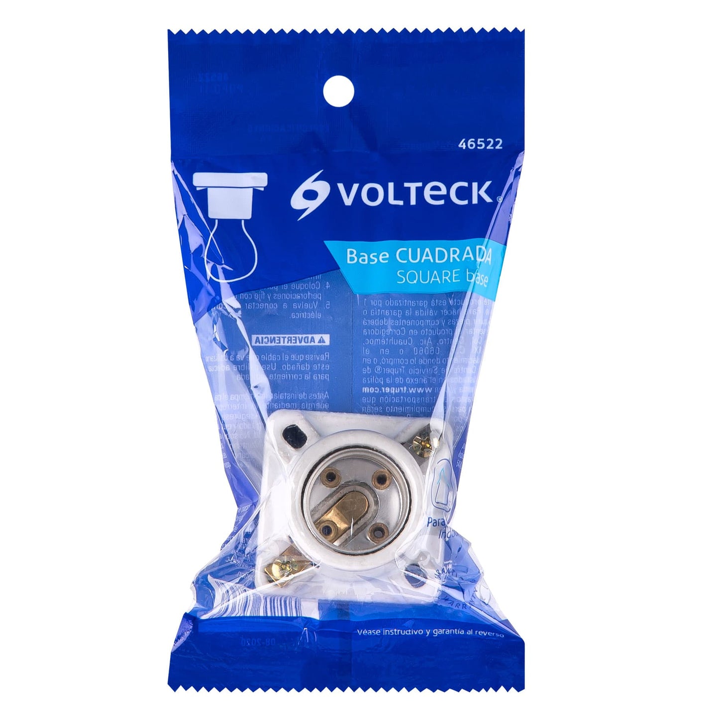 Portalámpara de porcelana, cuadrado, Volteck | POPO-11 | 46522