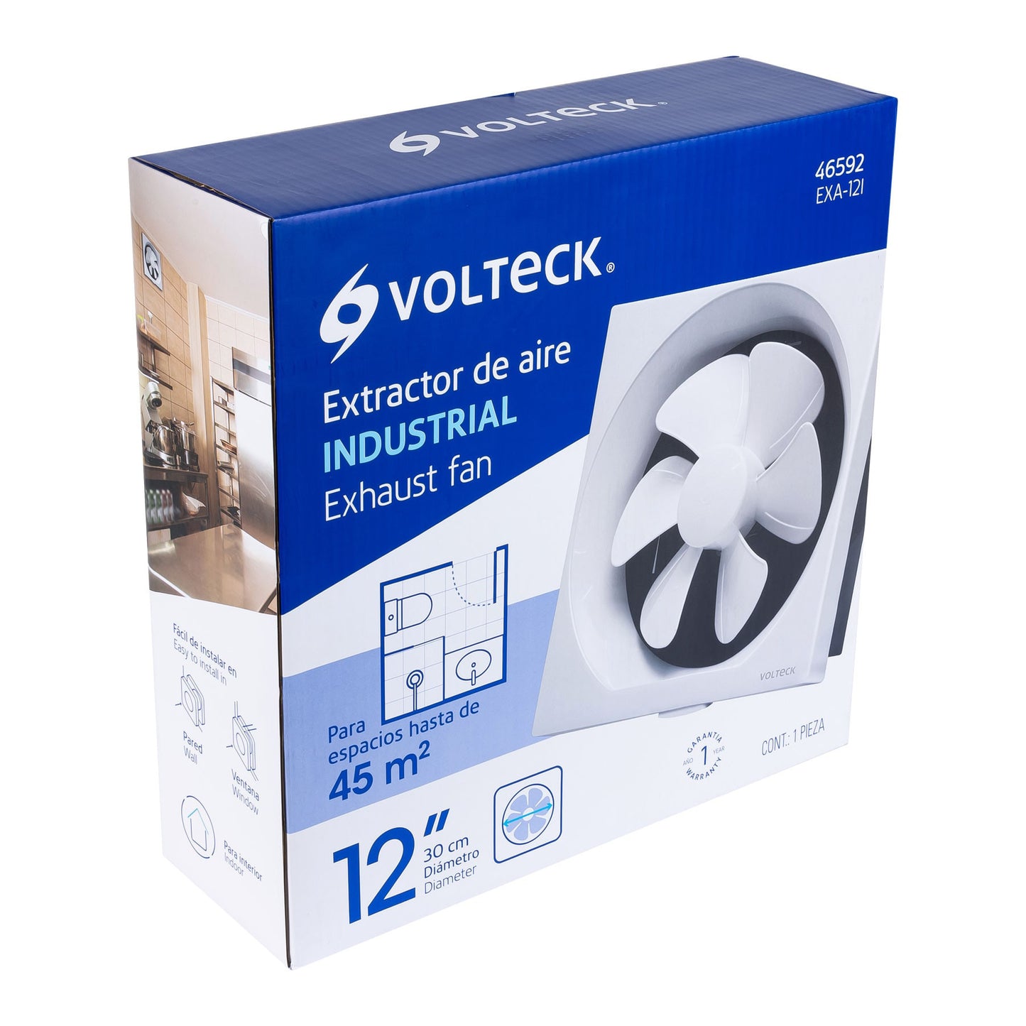 Extractor de aire de 12',blanco, VOLTECK | EXA-12I | 46592