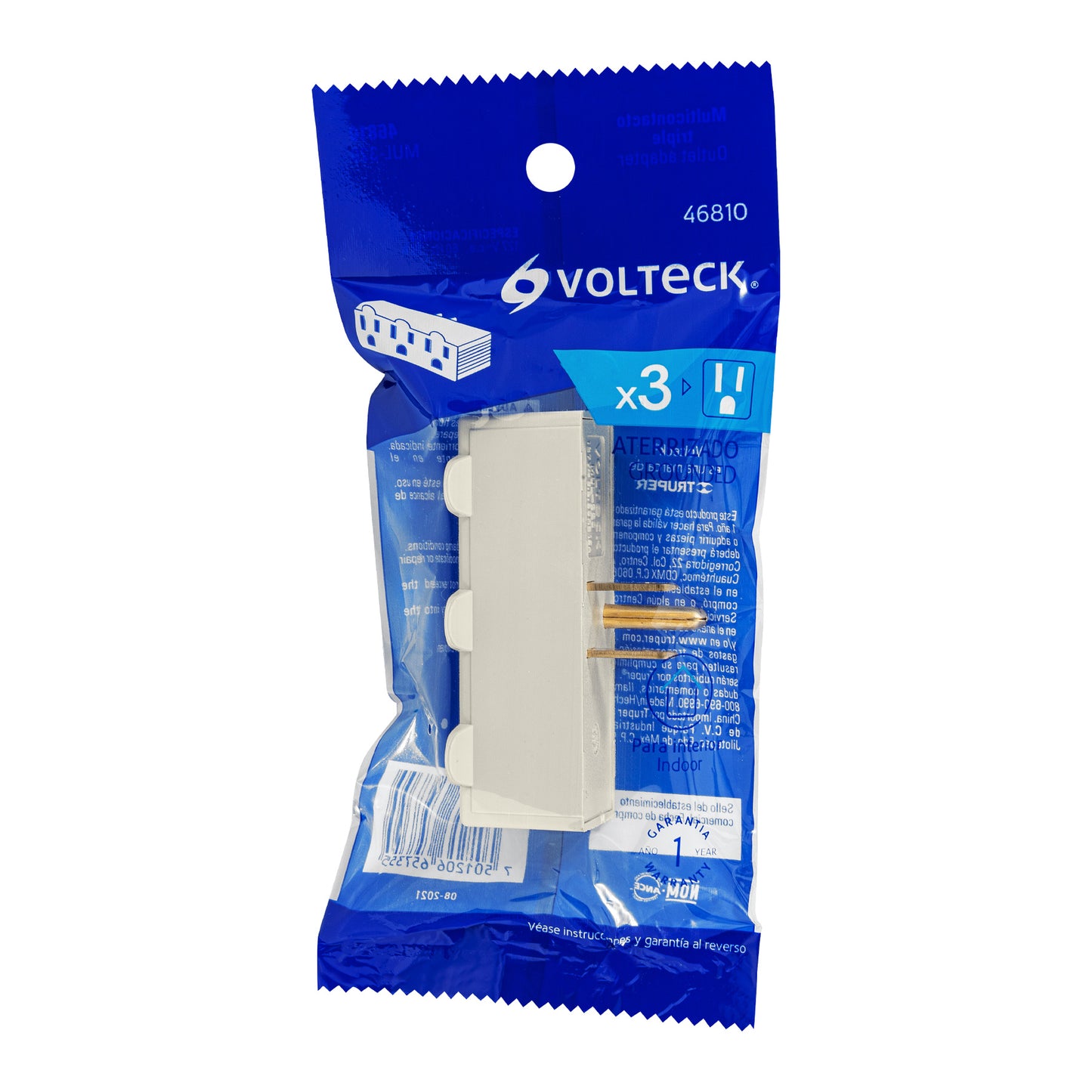 Multicontacto triple aterrizado, barra, Volteck | MUL-320 | 46810