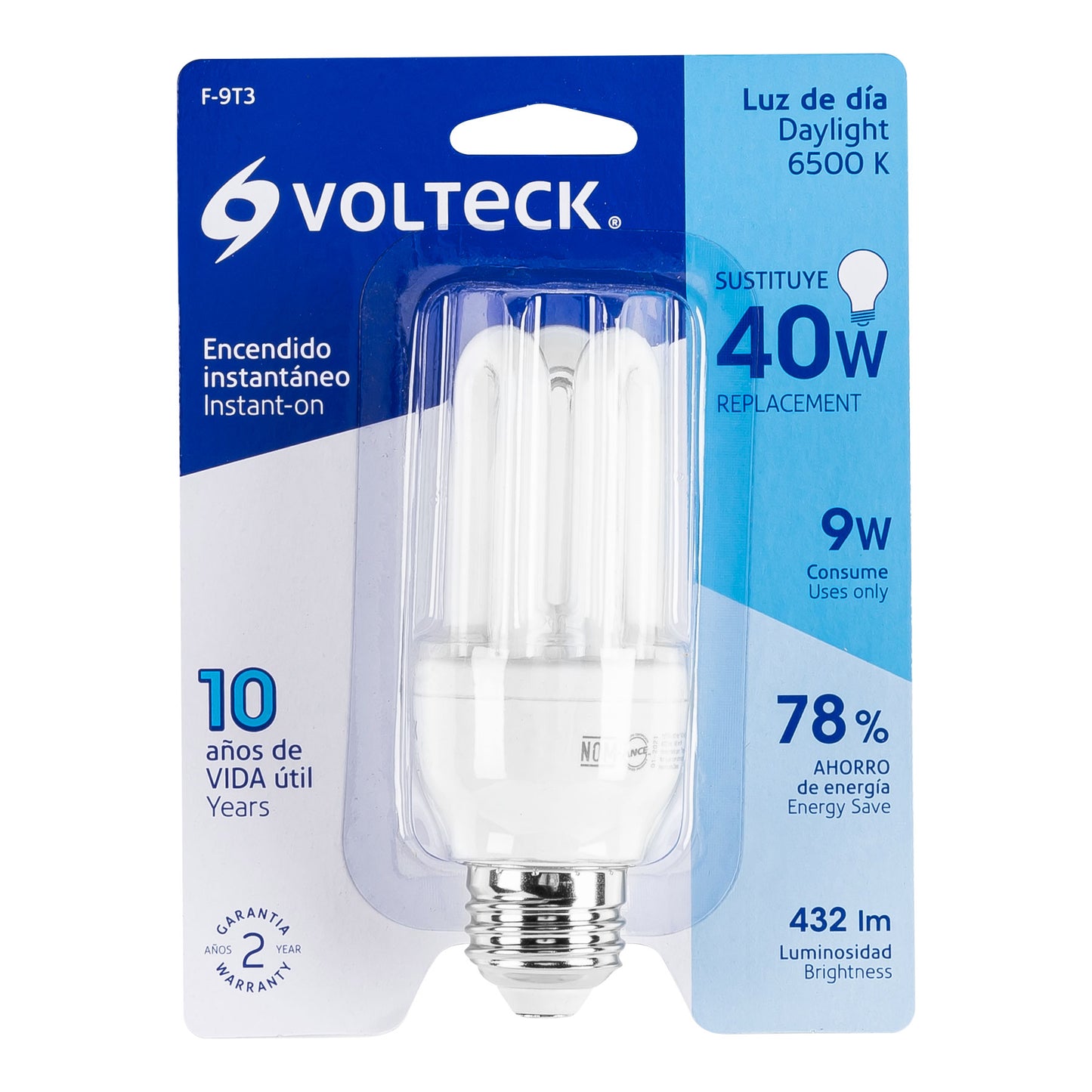 Lámpara triple T3 9 W luz de día en blíster, Volteck | F-9T3 | 46843