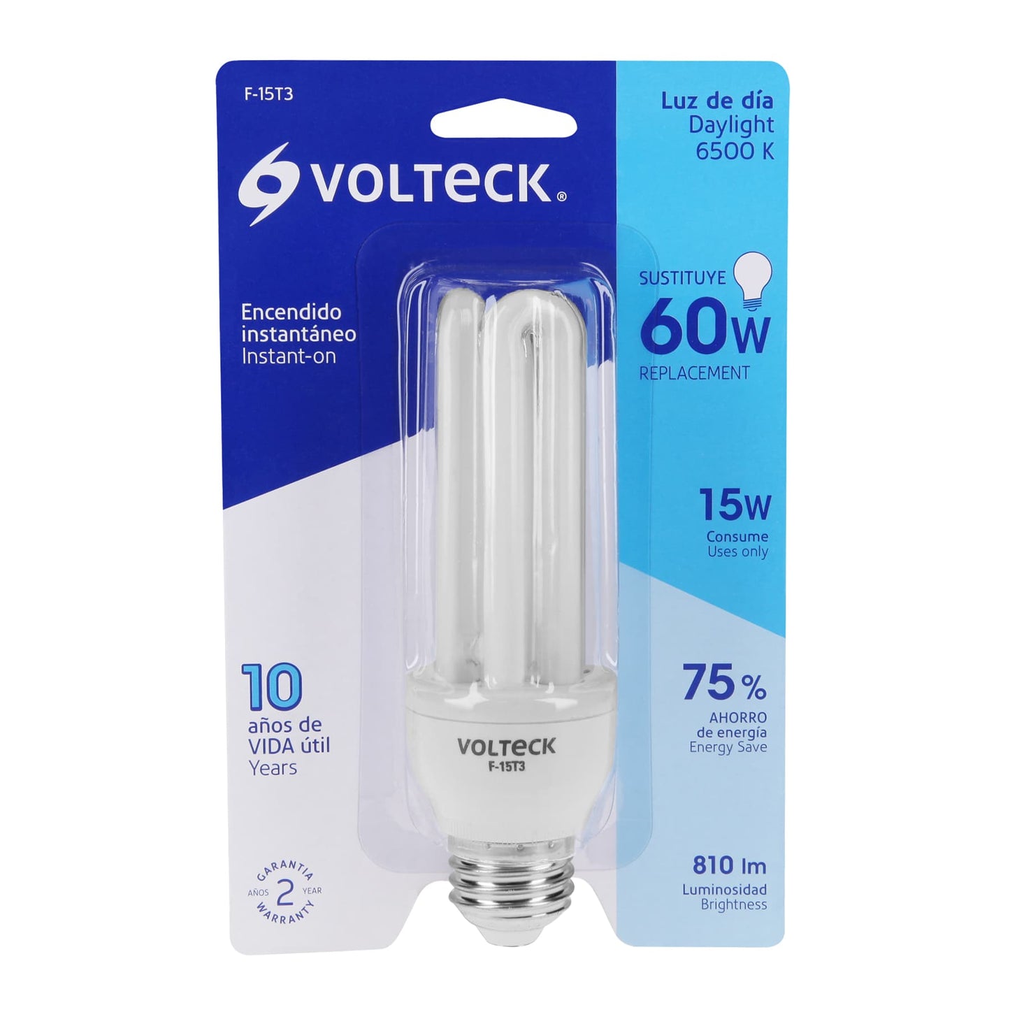 Lámpara triple T3 15 W luz de día en blíster, Volteck | F-15T3 | 46844