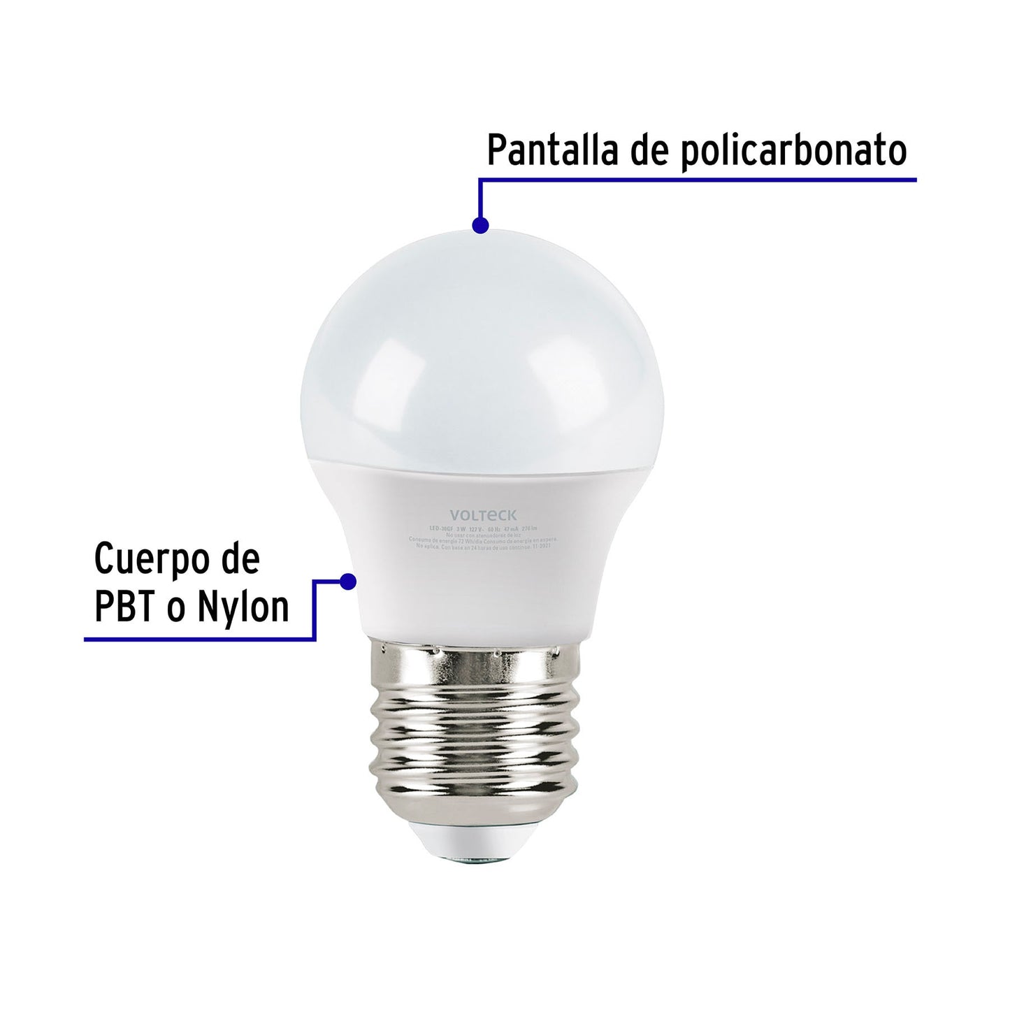 Pack de 4 lámparas LED G45 3 W (equiv. 25 W), luz de día | LED-30GFX4 | 46863