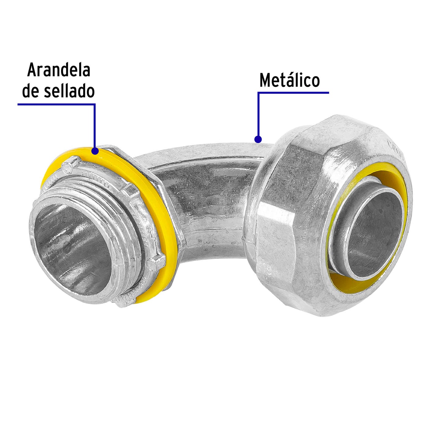 Conector curvo de 3/4' para tubo liquid tight, Volteck | CLQ-3/4C | 46934