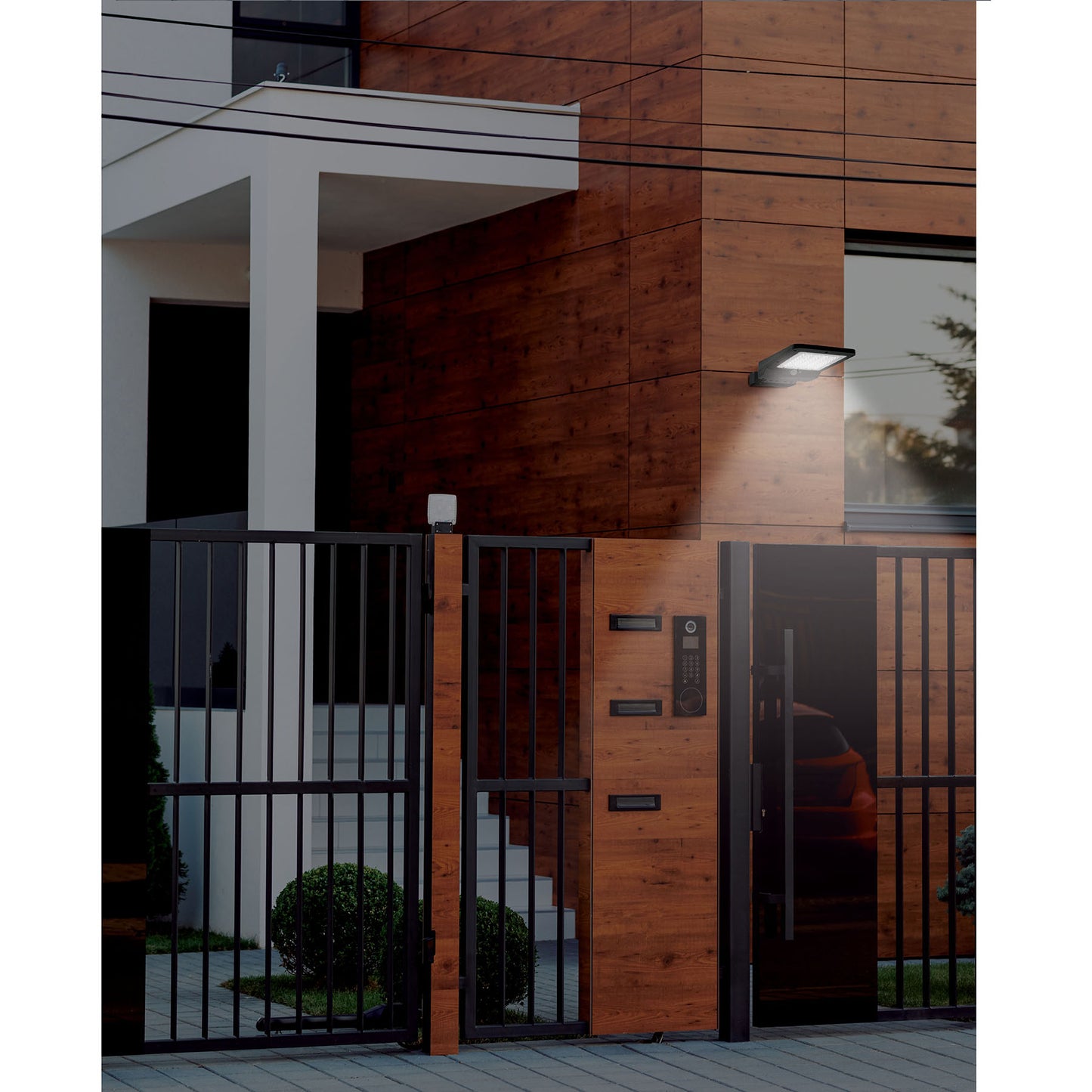 Luminario suburbano solar LED 15 W 6500 K con sensor de luz | SUB-902L | 46958