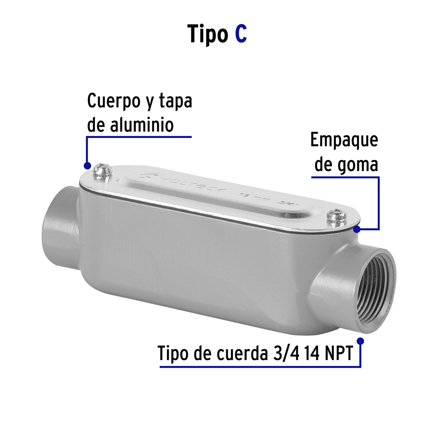 Condulet 3/4' conexión tipo C, Volteck | COLET-3/4-C | 46983