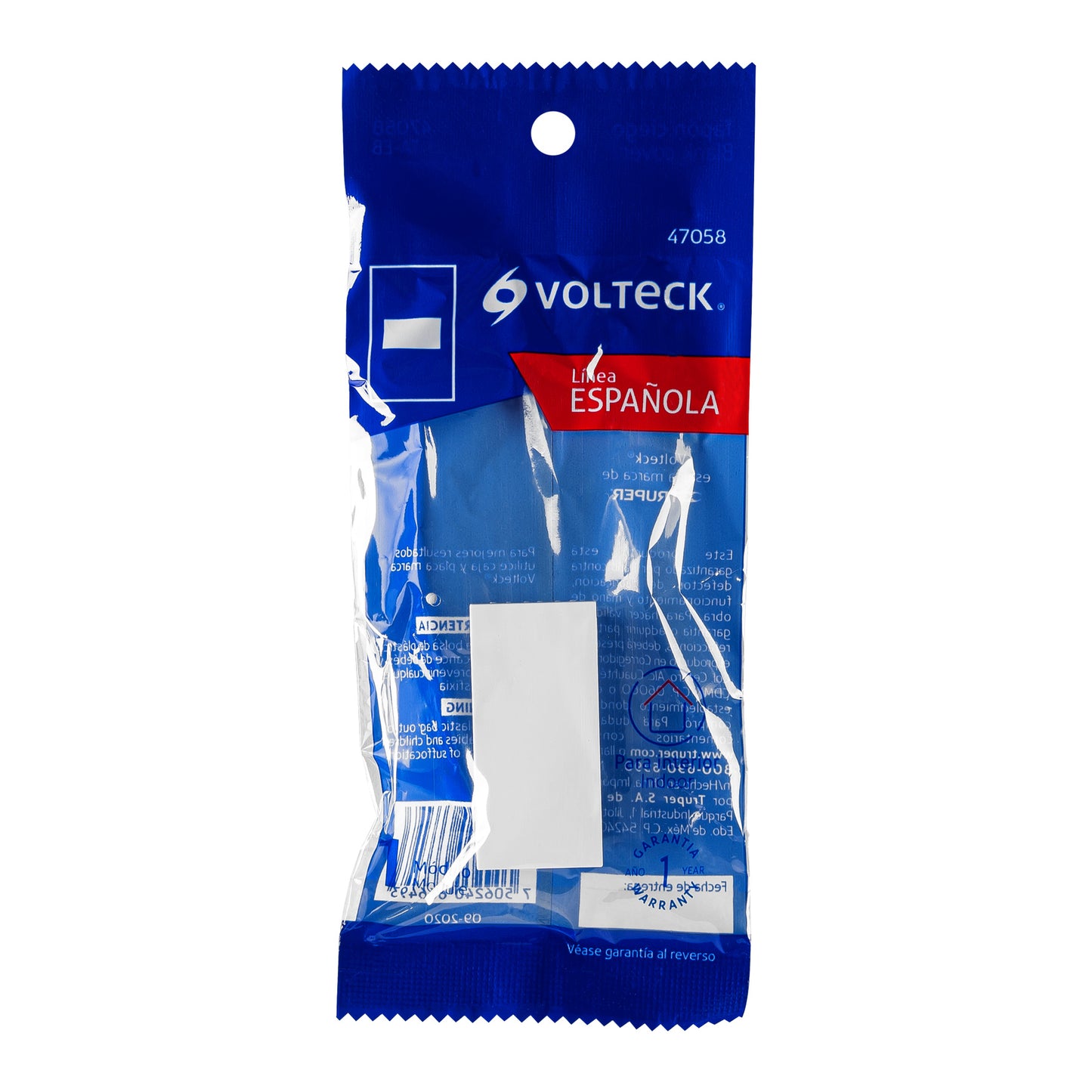 Tapón ciego, 1 módulo, línea Española, color blanco, Volteck | TA-EB | 47058