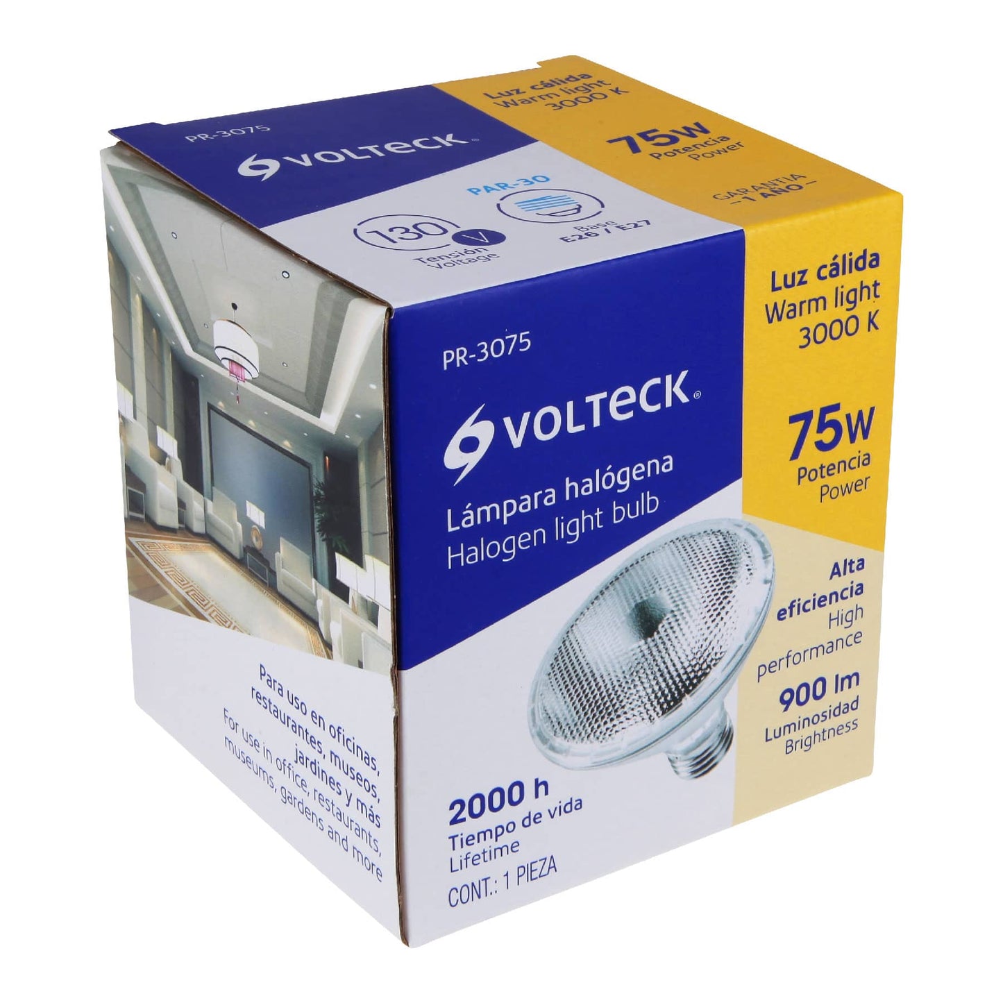 Lámpara de halógeno 75 W tipo PAR 30, en caja, Volteck | PR-3075 | 47248
