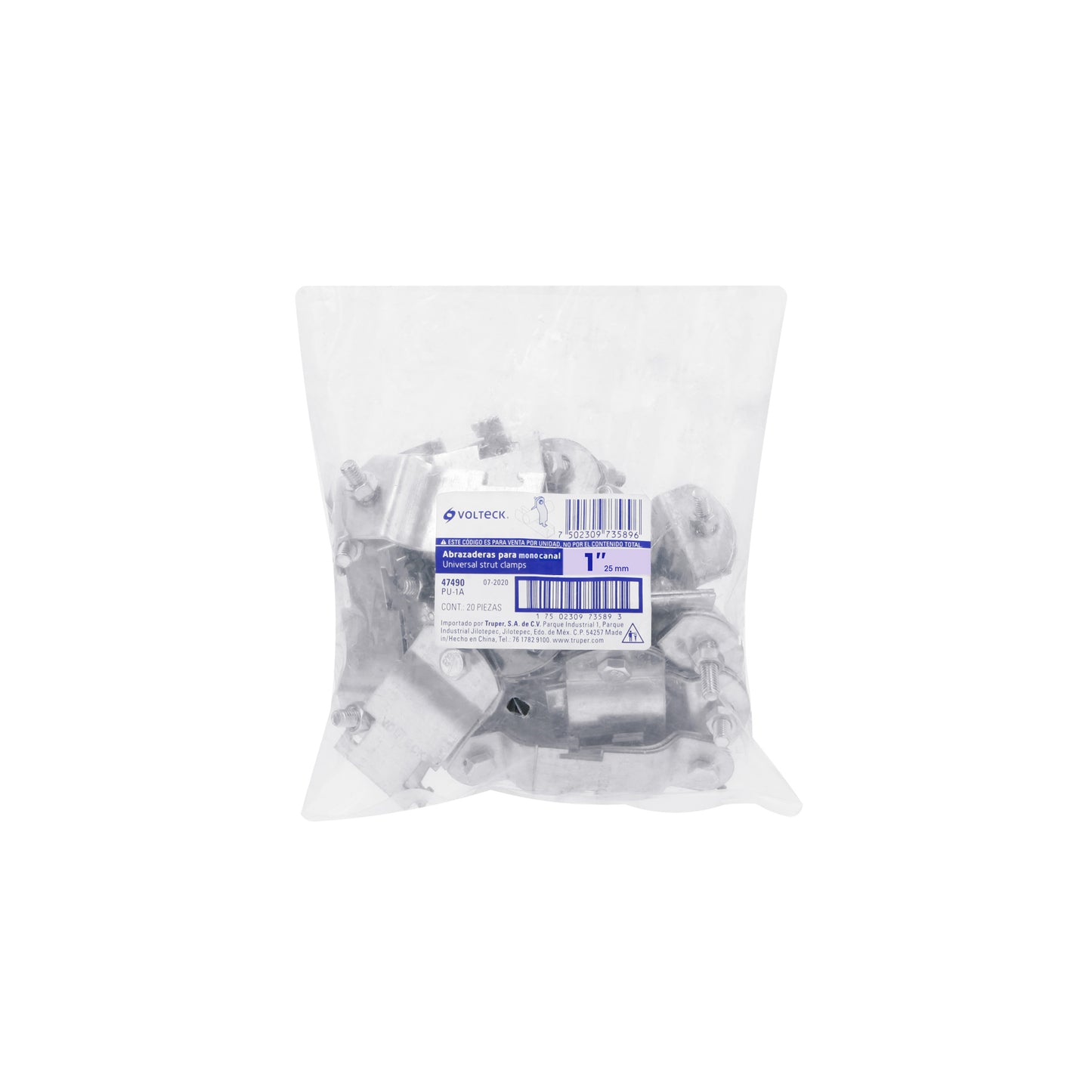 Abrazadera para perfil monocanal de 1', VOLTECK | PU-1A | 47490