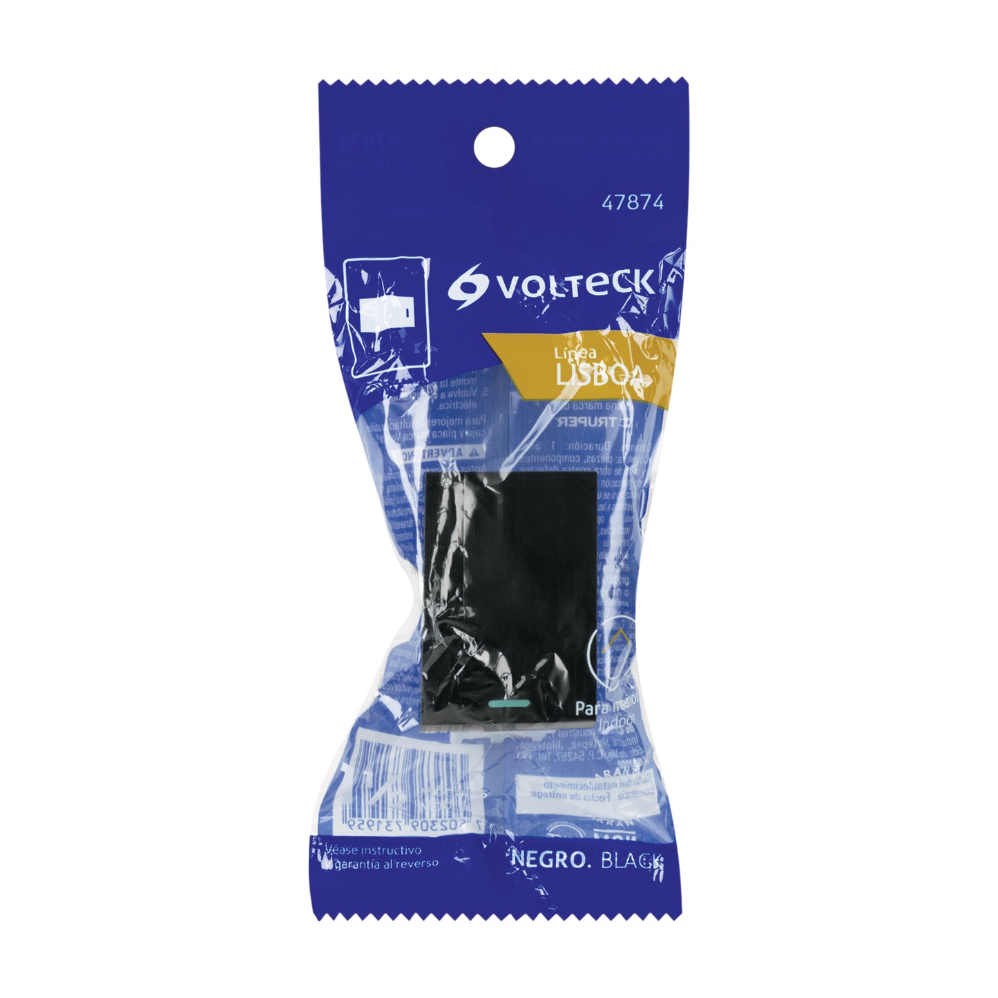 Interruptor sencillo negro de 1.5 módulos, línea Lisboa | APSE15-LN | 47874