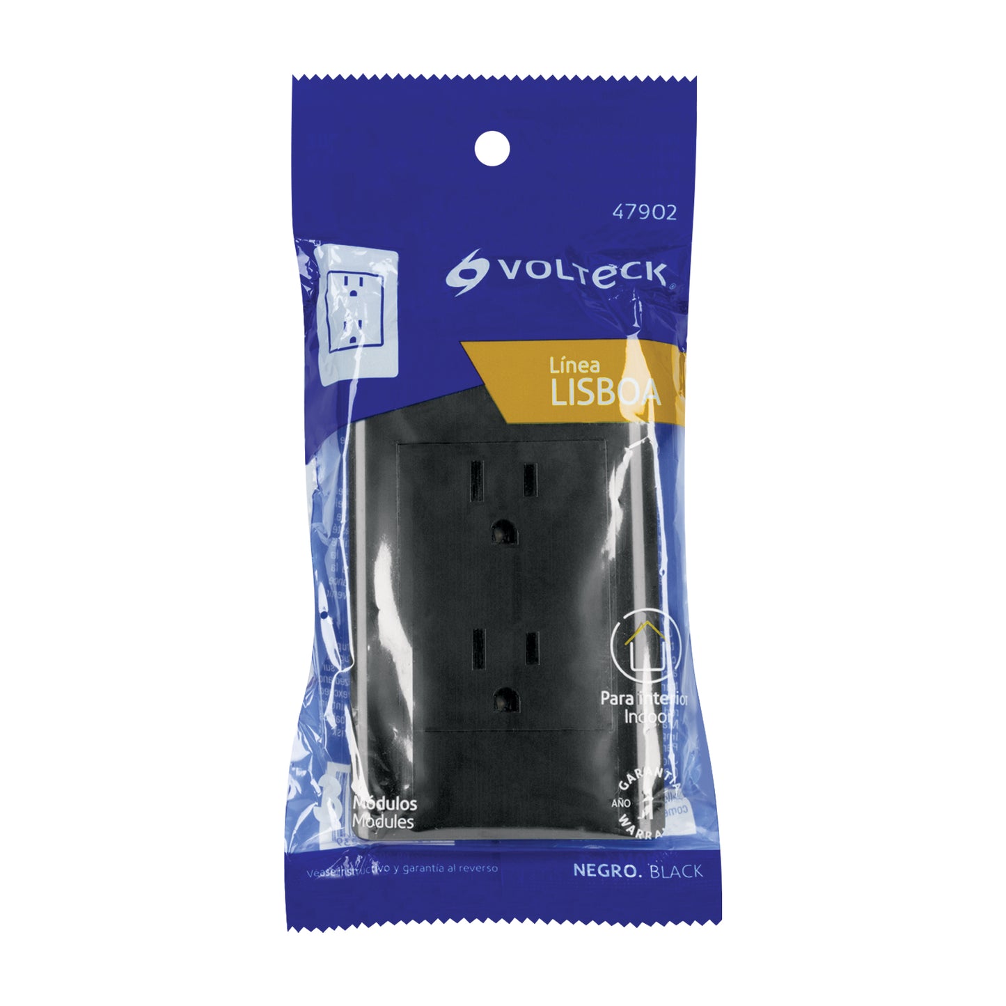 Placa armada negra contacto dúplex 3 módulos, Lisboa | CODO-LN | 47902