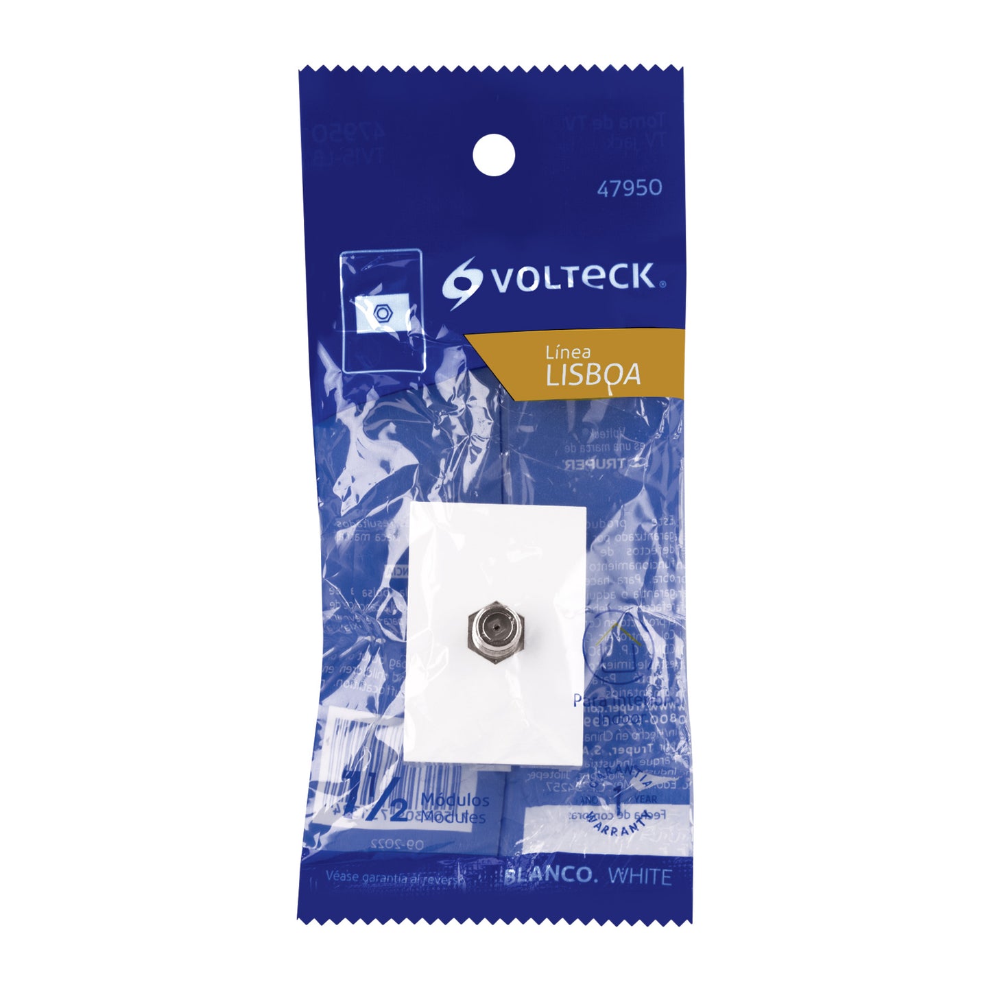 Toma de televisión blanco de 1.5 módulos, línea Lisboa | TV15-LB | 47950