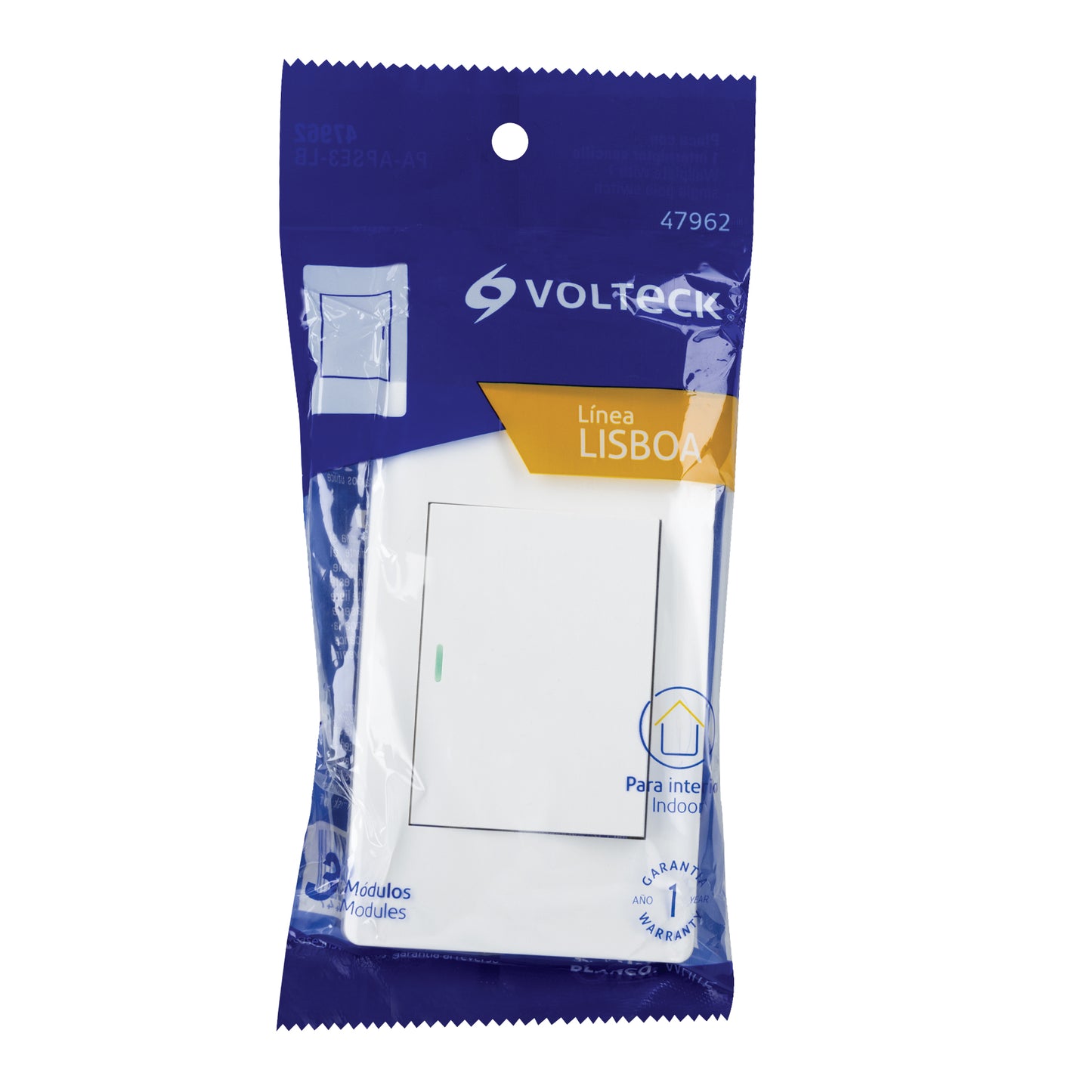 Placa armada blanca 1 interruptor 3 módulos, Lisboa, Volteck | PA-APSE3-LB | 47962