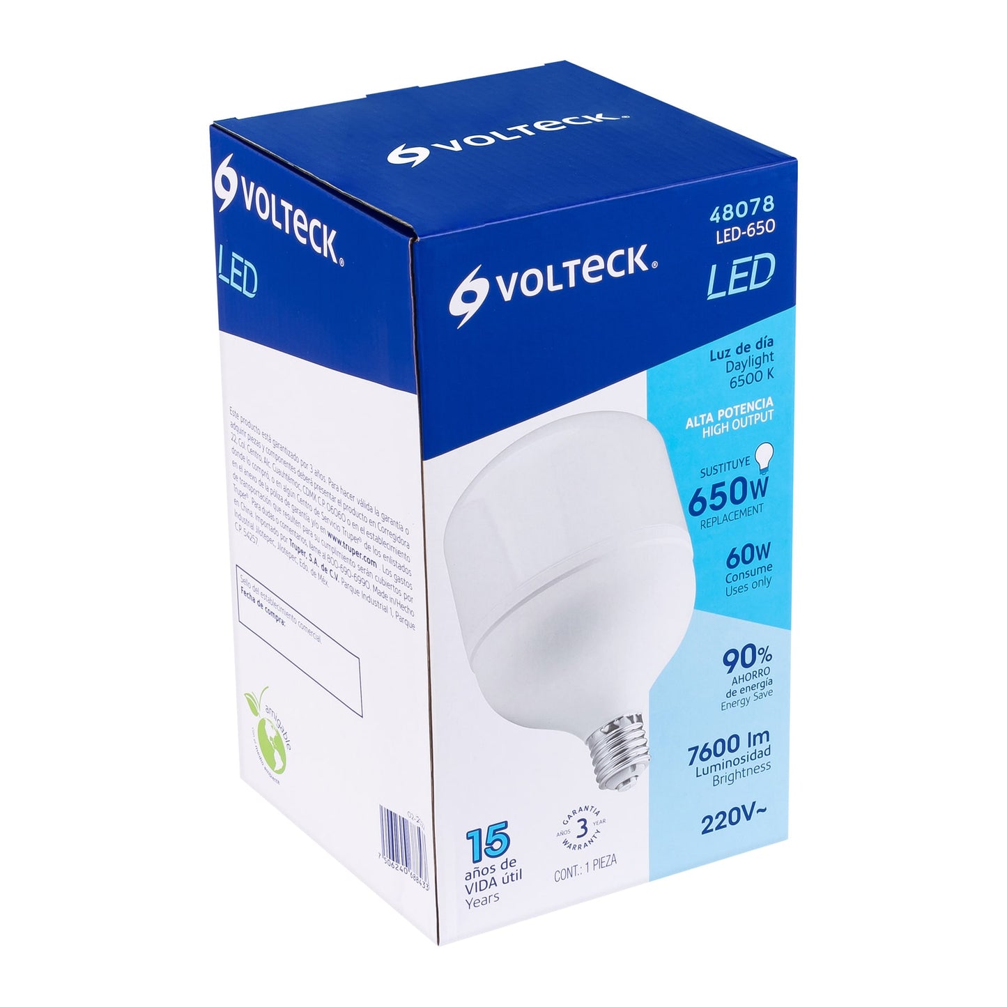 Lámpara LED alta potencia 60 W (equiv. 650 W), luz de día | LED-650 | 48078