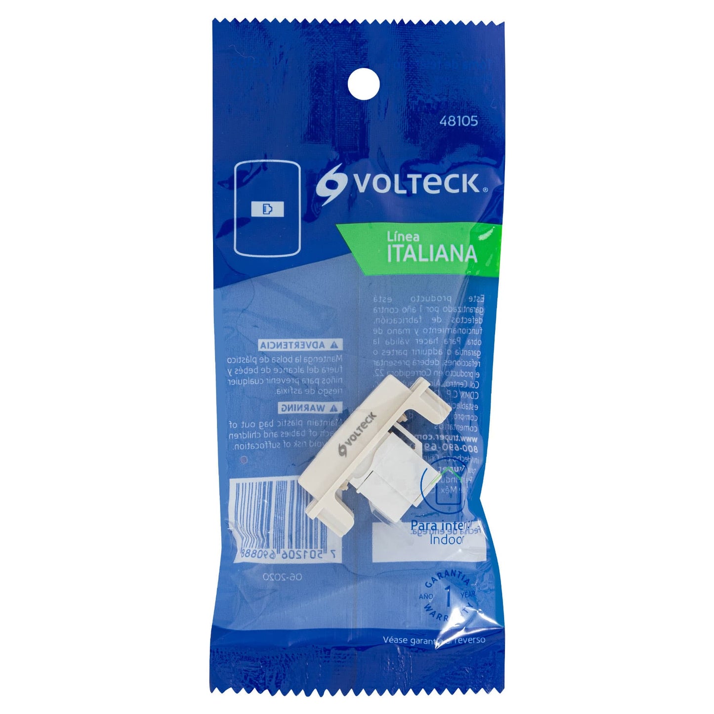 Toma de teléfono, línea Italiana, color marfil, Volteck | TE-I | 48105