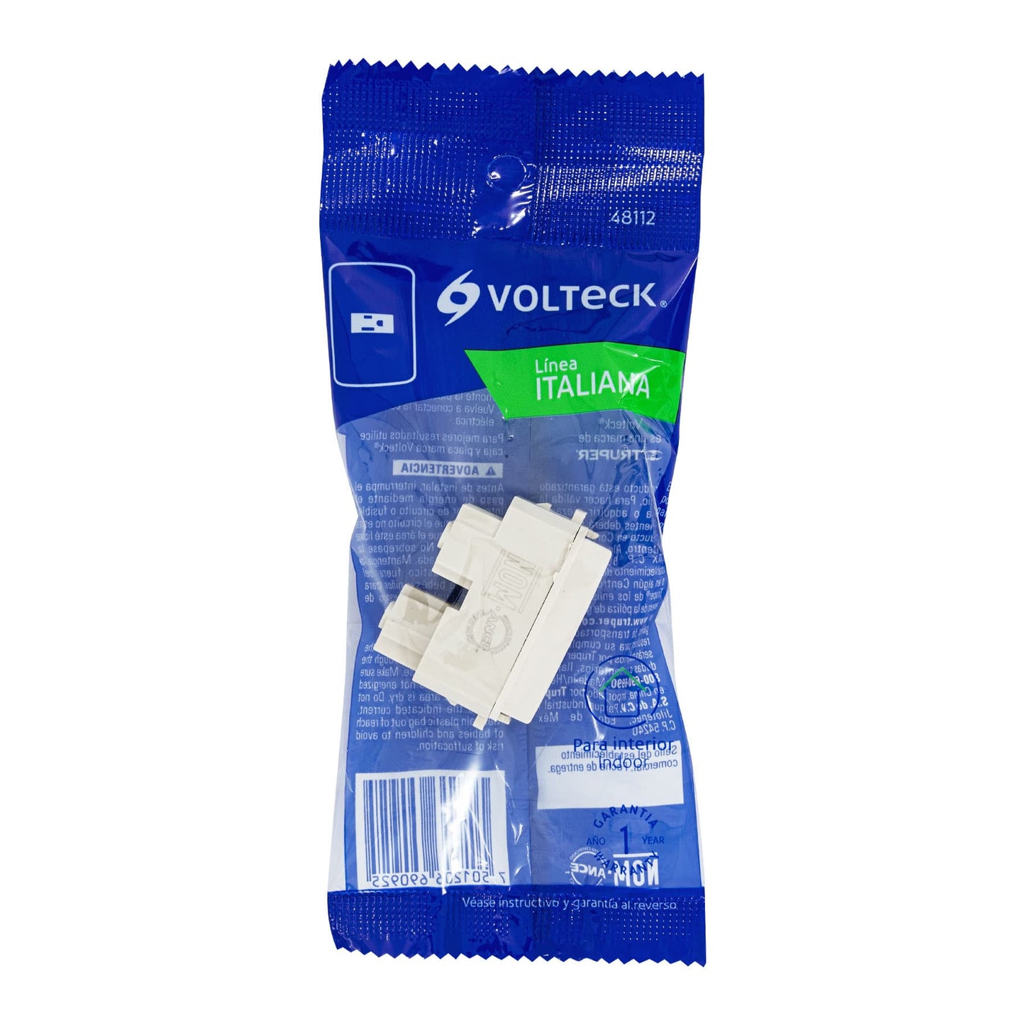 Contacto sencillo, 2 polos + tierra, línea Italiana, marfil | COA-I | 48112