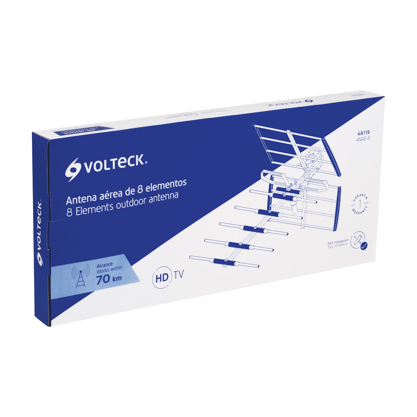 Antena aérea para TV HD, 14 elementos, Volteck | ANAE-8 | 48119