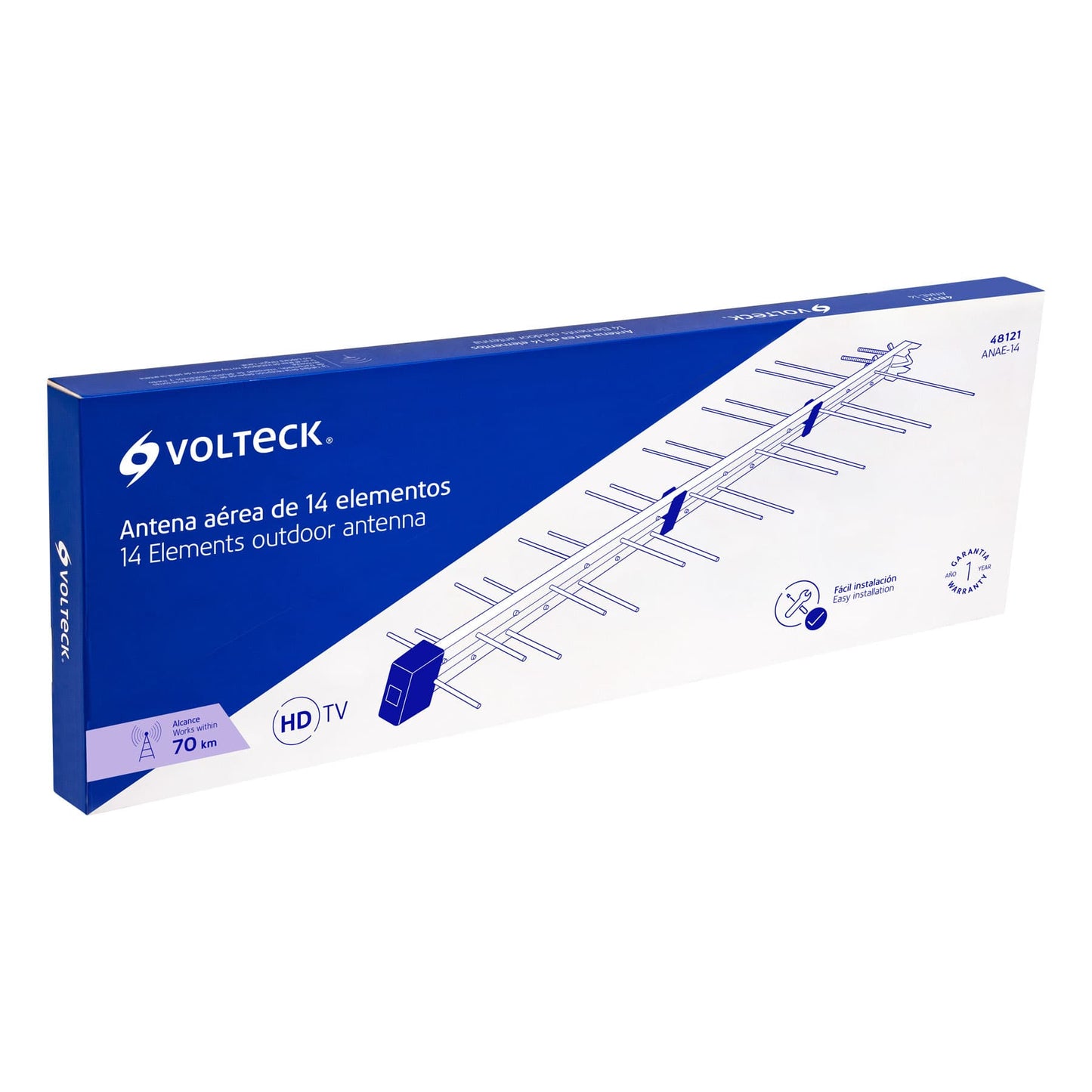 Antena aérea para TV HD, 14 elementos, Volteck | ANAE-14 | 48121