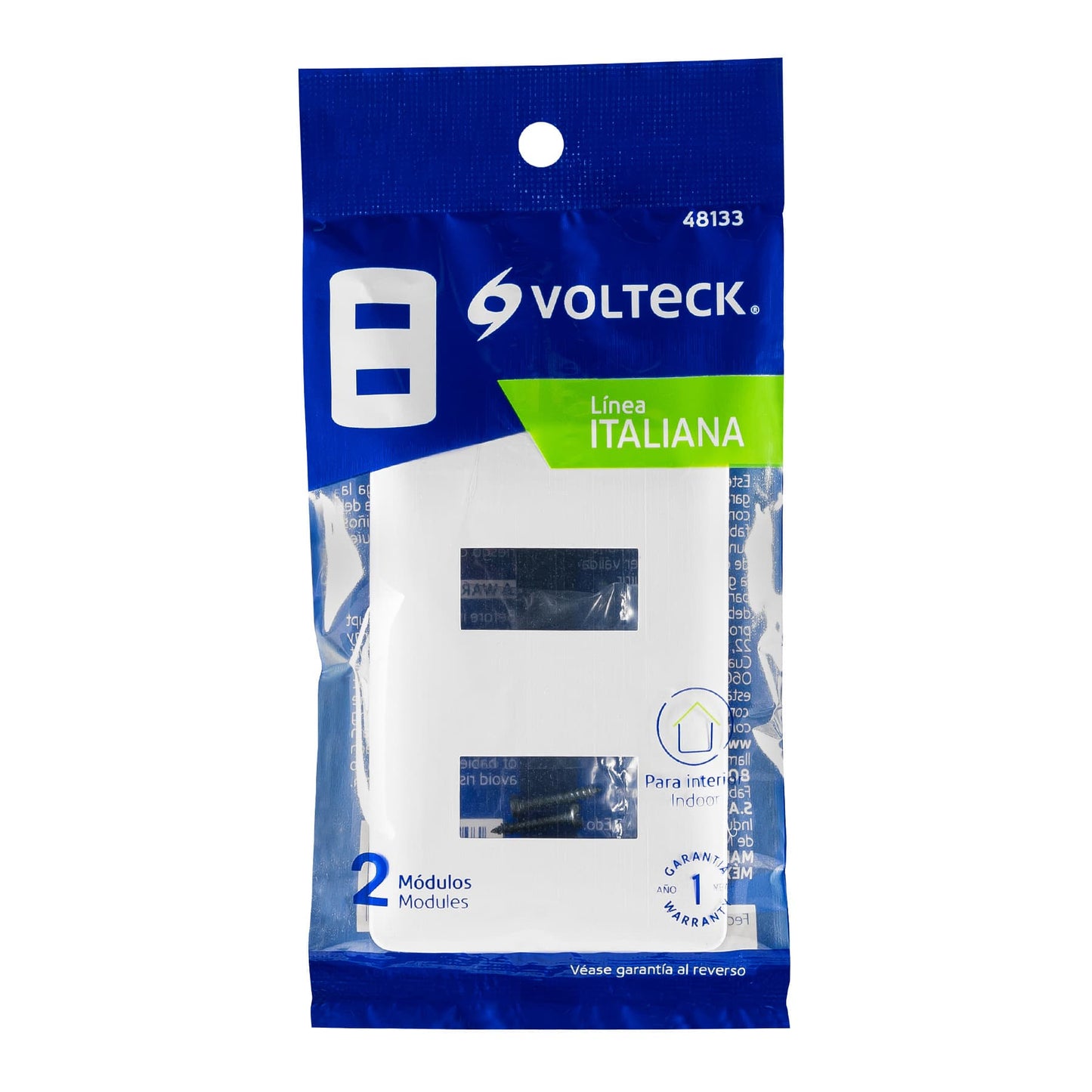 Placa 2 módulos de ABS, línea Italiana, color blanco | PPDO-IB | 48133