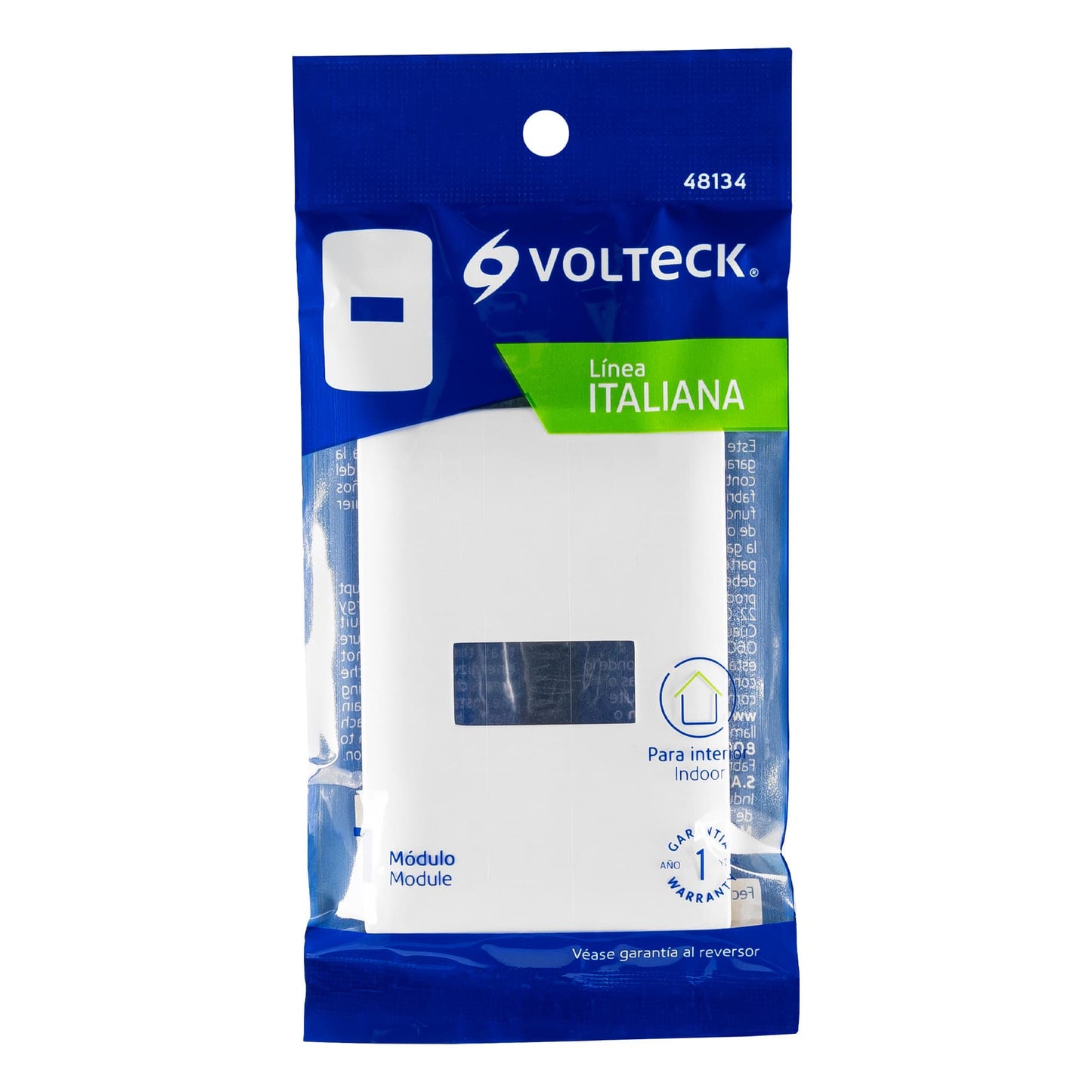 Placa 1 módulo de ABS, línea Italiana, color blanco, Volteck | PPSE-IB | 48134