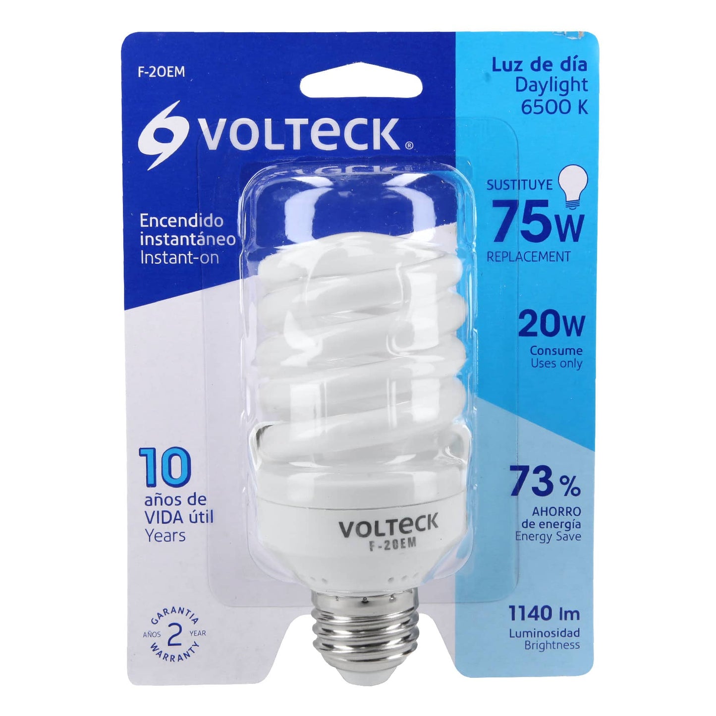 Lámpara espiral mini T2 20 W luz de día en blíster, Volteck | F-20EM | 48206