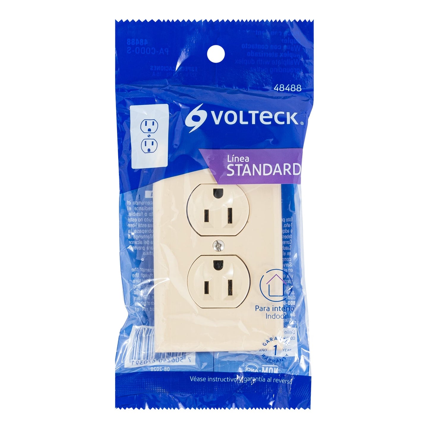 Placa armada 2 contactos polarizados, línea Standard, marfil | PA-CODO-S | 48488