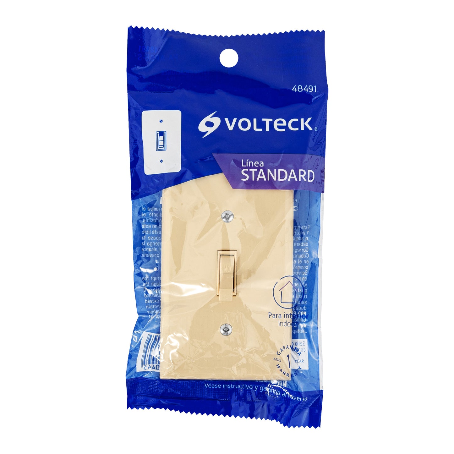 Placa armada interruptor sencillo, línea Standard, marfil | PA-APSE-S | 48491