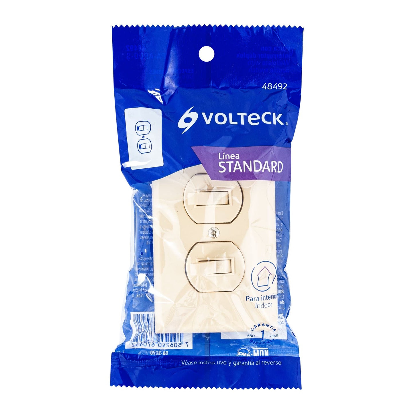 Placa armada 2 interruptores sencillo, línea Standard,marfil | PA-APDO-S | 48492