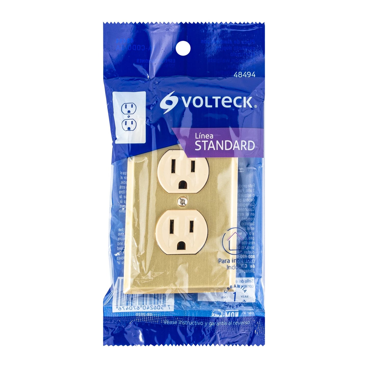 Placa armada 2 contactos polarizados,línea Standard,aluminio | PA-CODO-SA | 48494