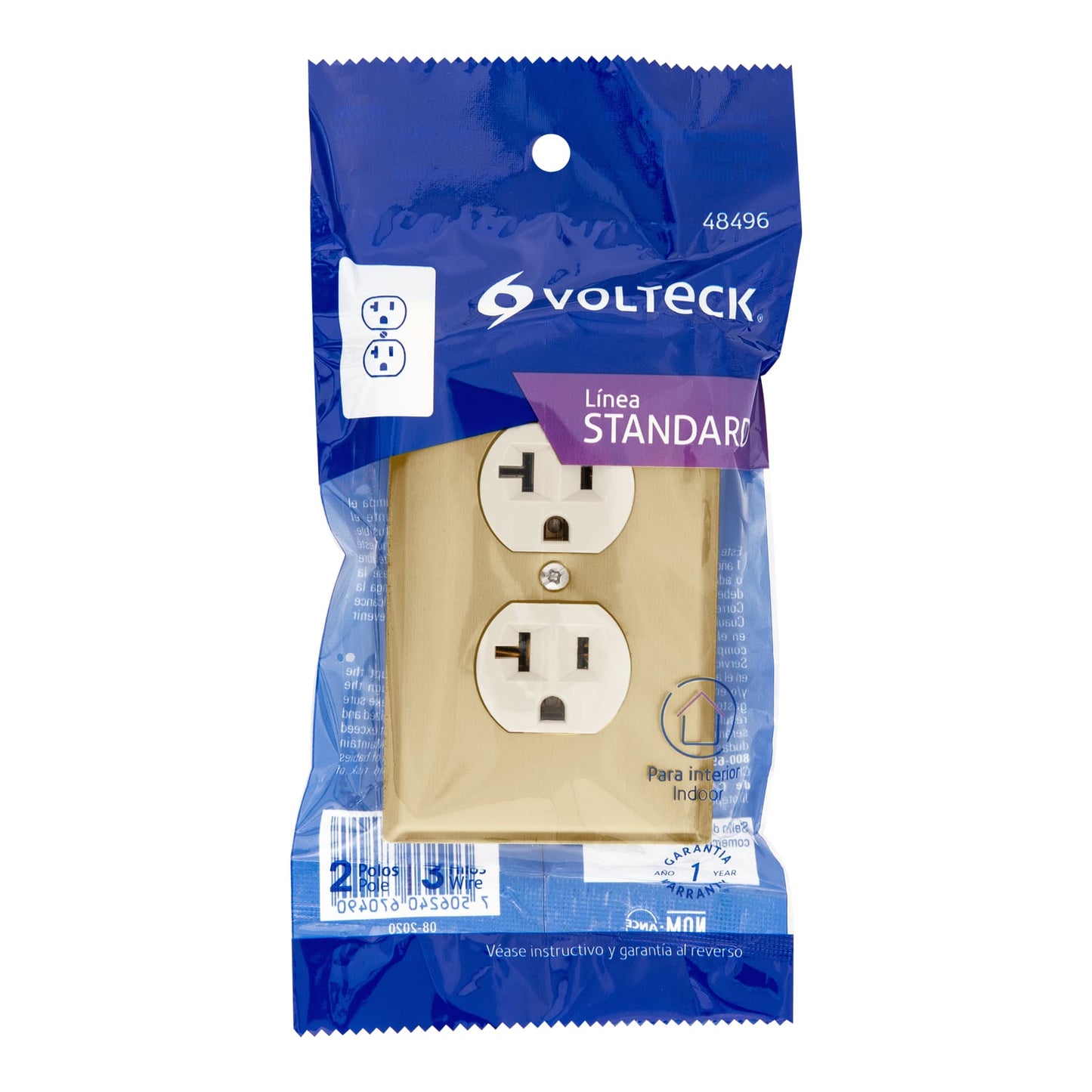 Placa armada contacto dúplex,2 polos,línea Standard,aluminio | PA-CODO-MSA | 48496