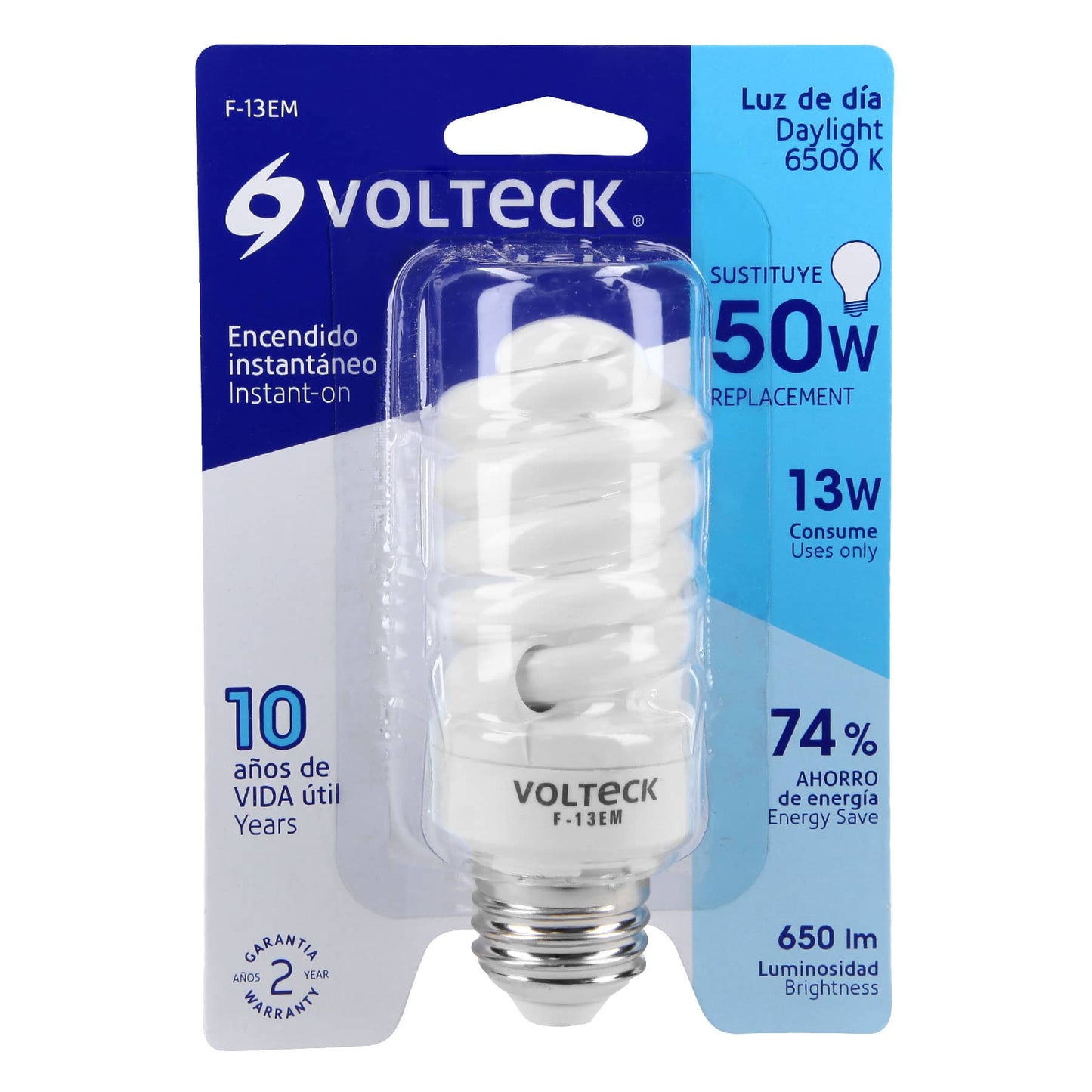 Lámpara espiral mini T2 13 W luz de día en blíster, Volteck | F-13EM | 48504