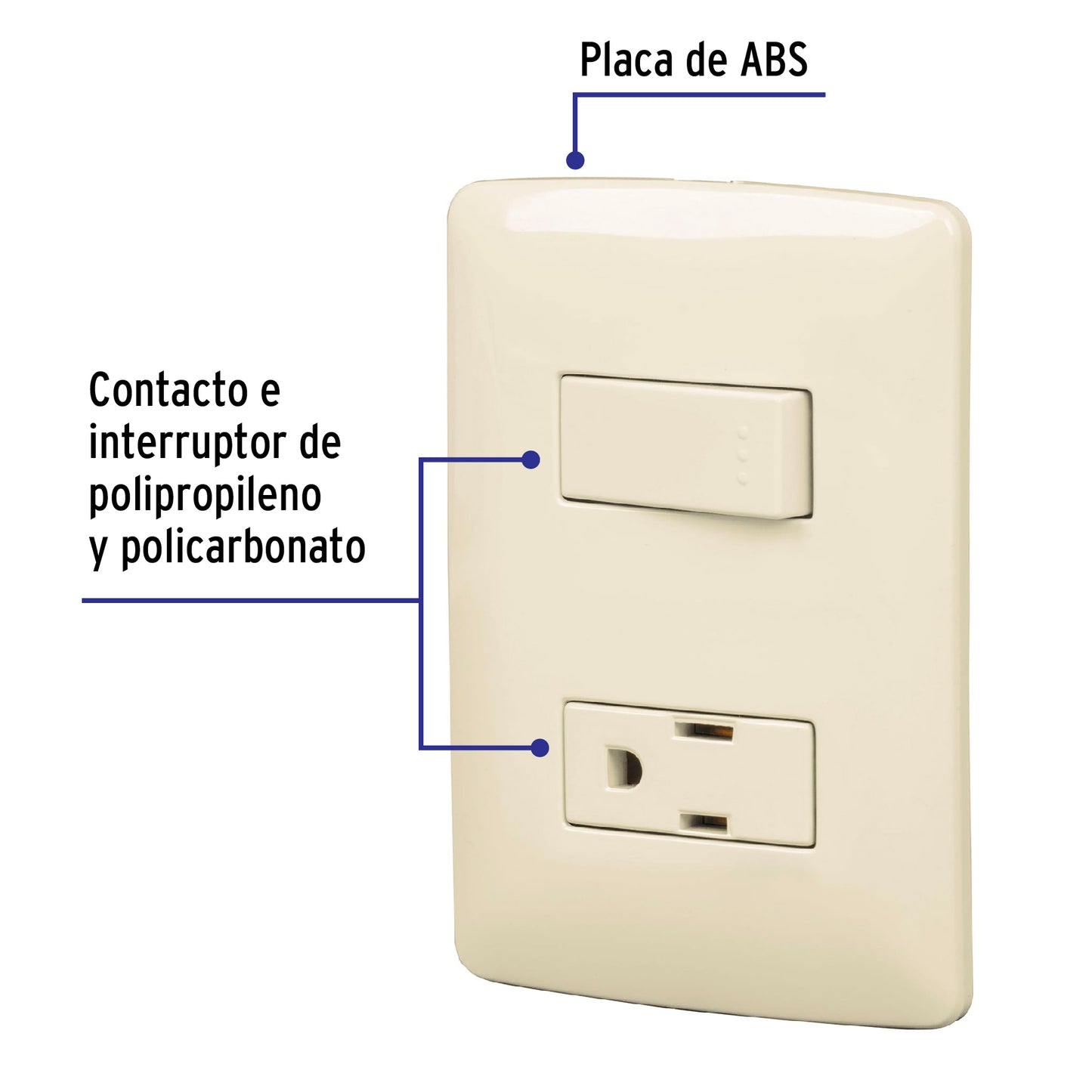 Placa armada contacto e interruptor, marfil, línea Italiana | PA-APCO-I | 48666